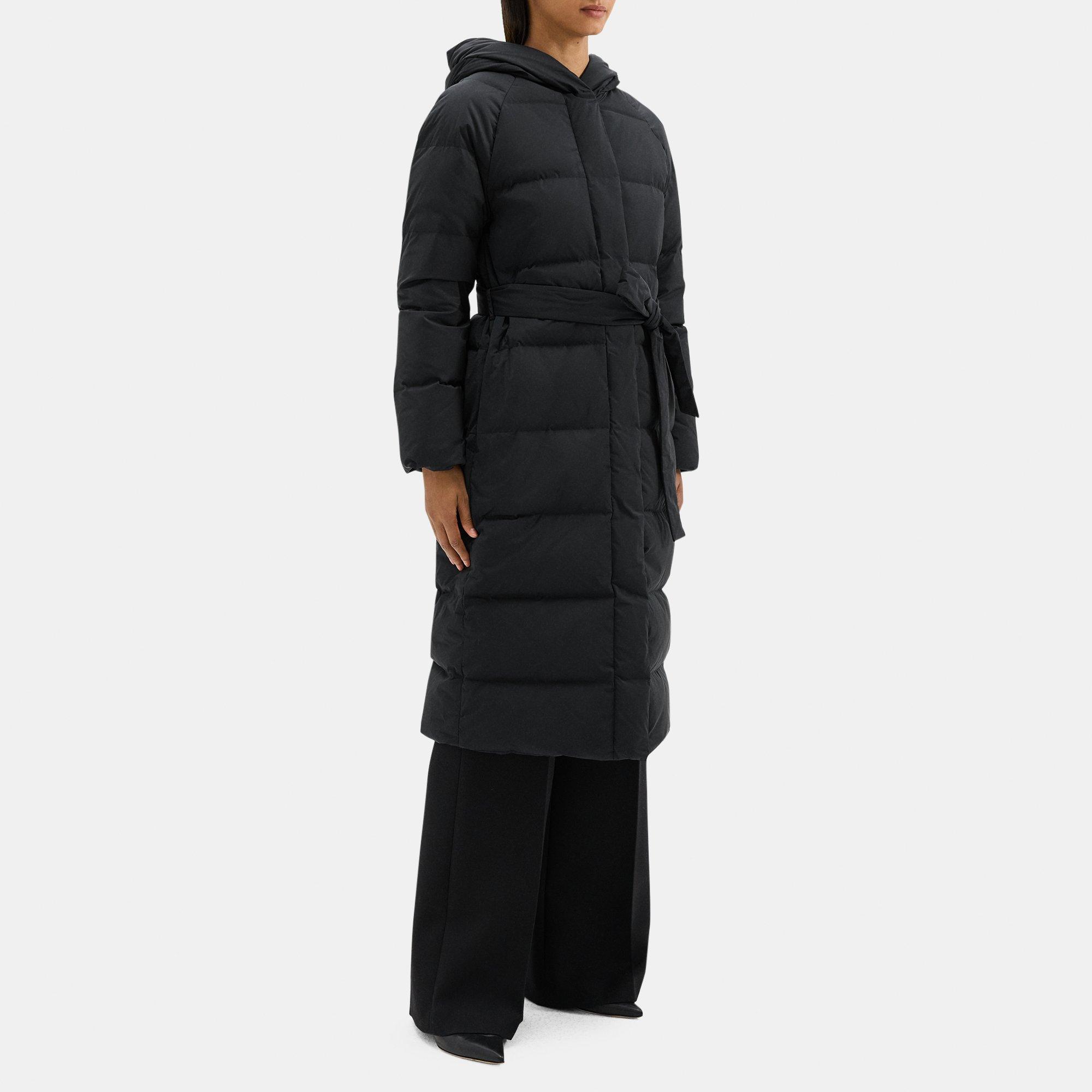 Hooded Wrap Puffer Coat in City Poly