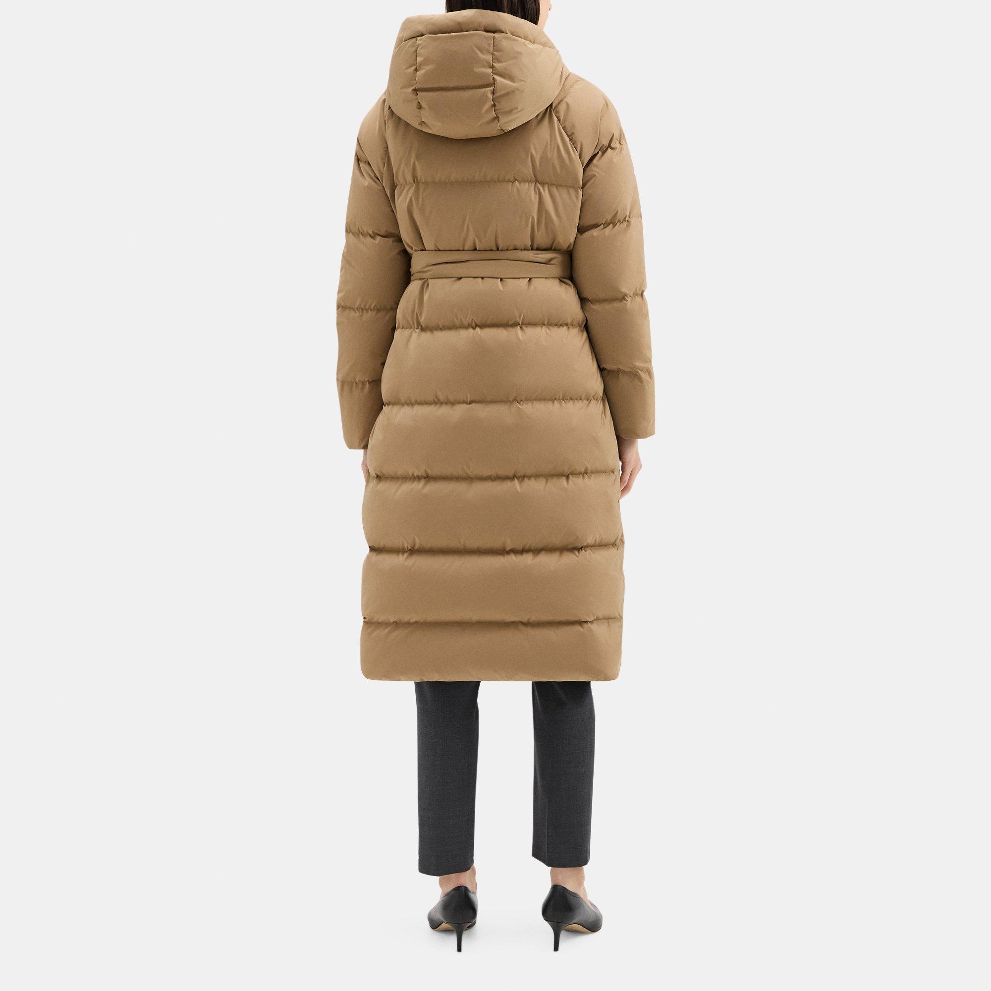 Hooded Wrap Puffer Coat in City Poly