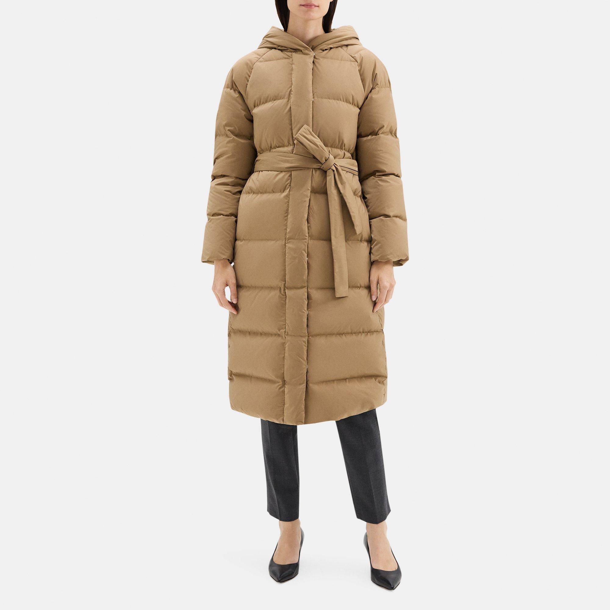 Hooded Wrap Puffer Coat in City Poly