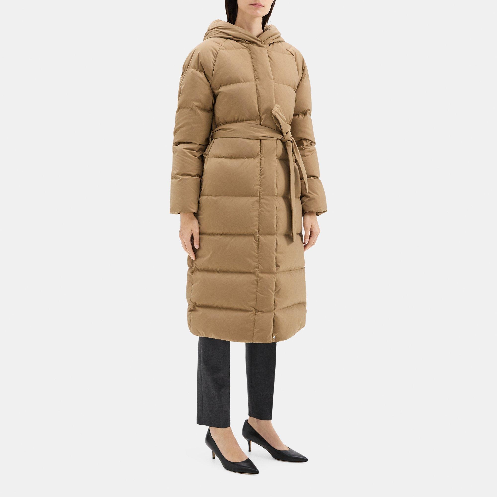 Hooded Wrap Puffer Coat in City Poly