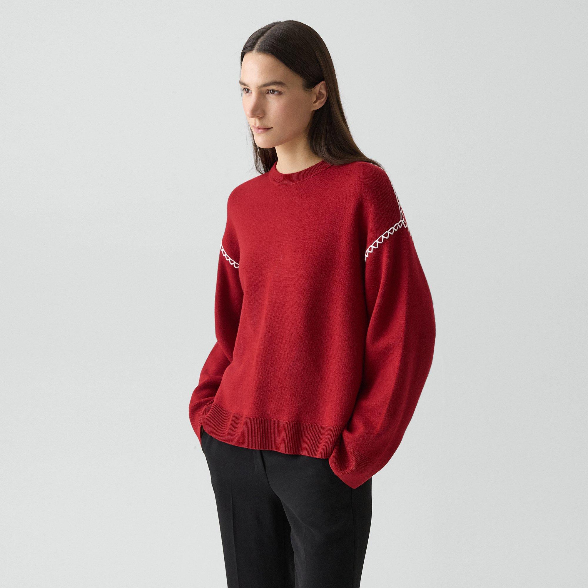 Blanket Stitch Sweater in Merino Wool