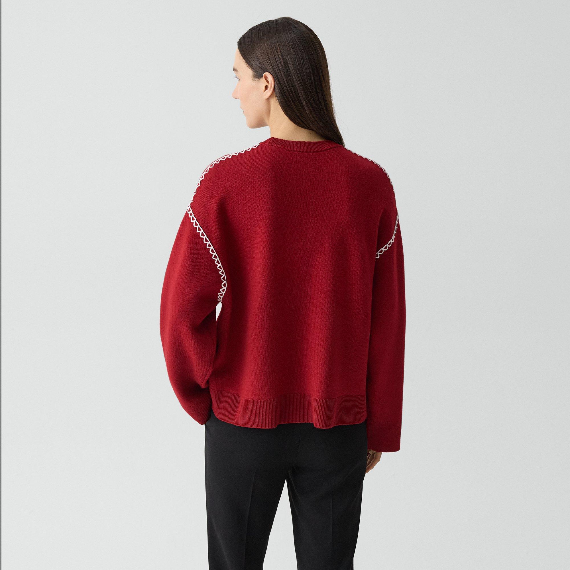 Blanket Stitch Sweater in Merino Wool