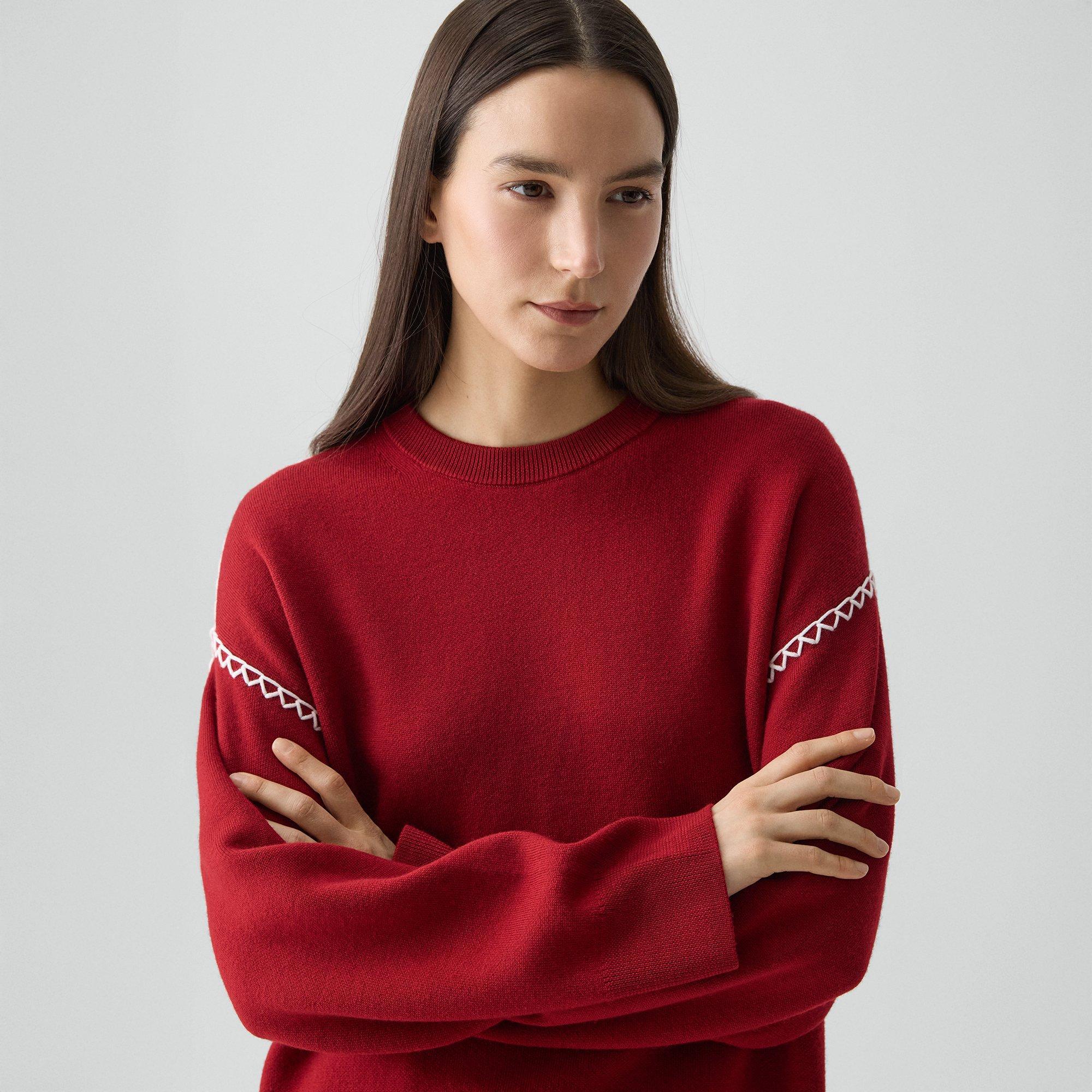 Blanket Stitch Sweater in Merino Wool