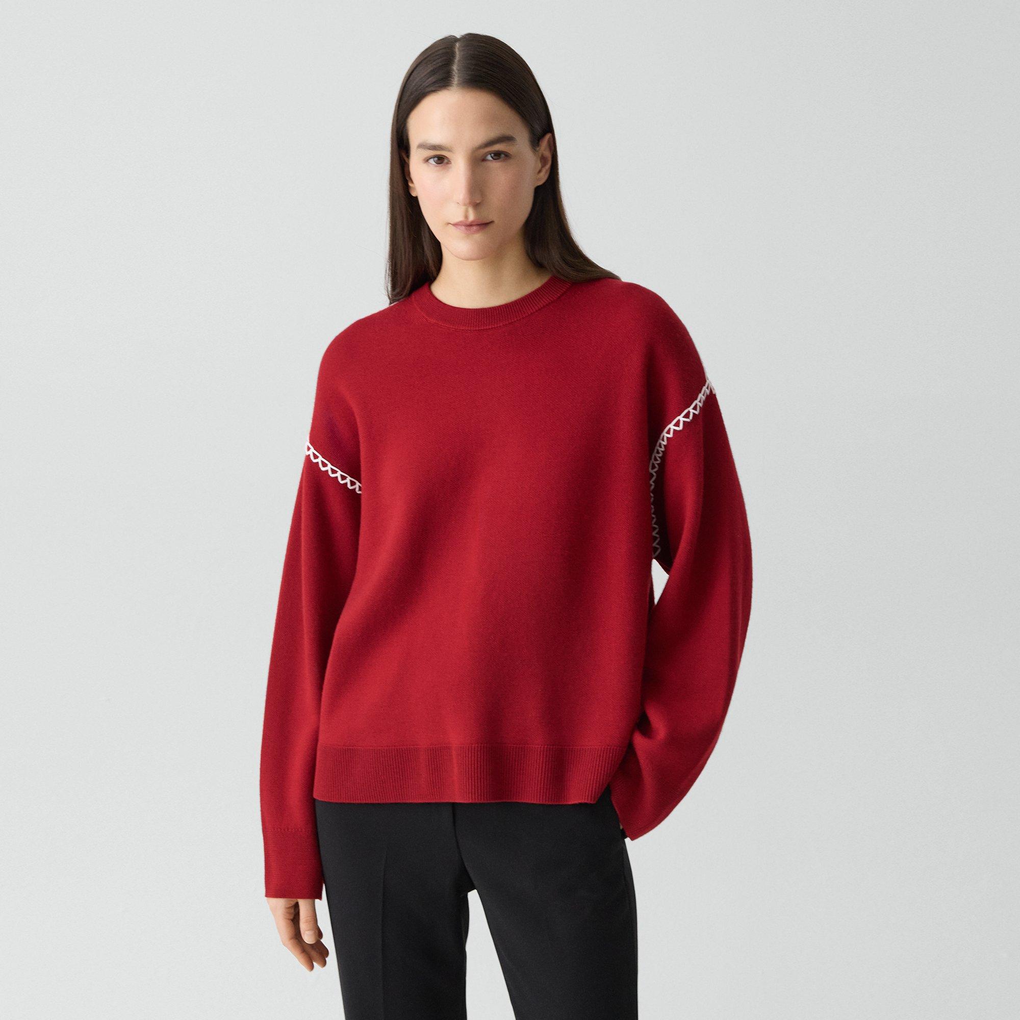 Blanket Stitch Sweater in Merino Wool