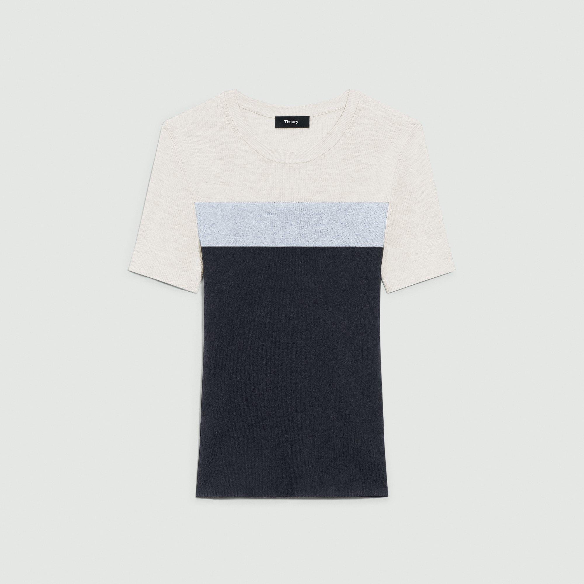 Ribbed Short-Sleeve Sweater in Silk