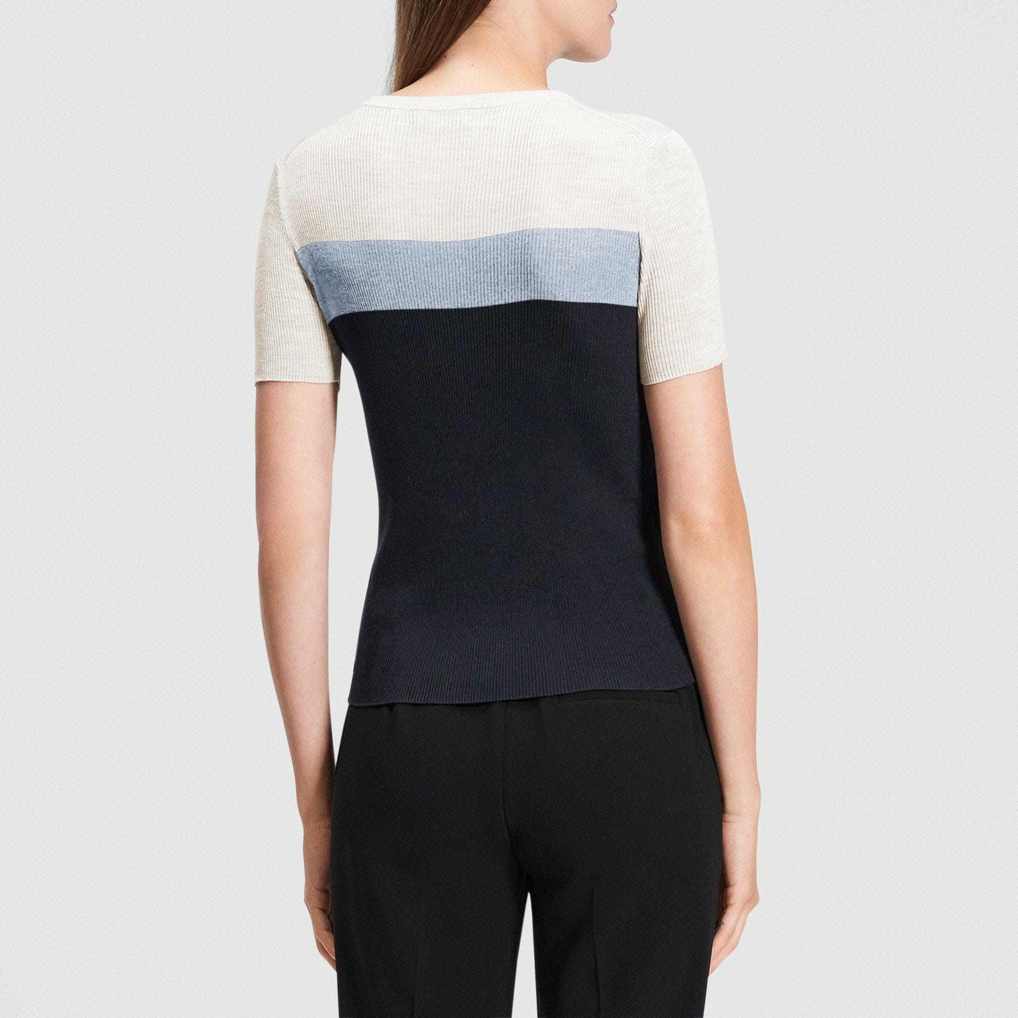 Ribbed Short-Sleeve Sweater in Silk