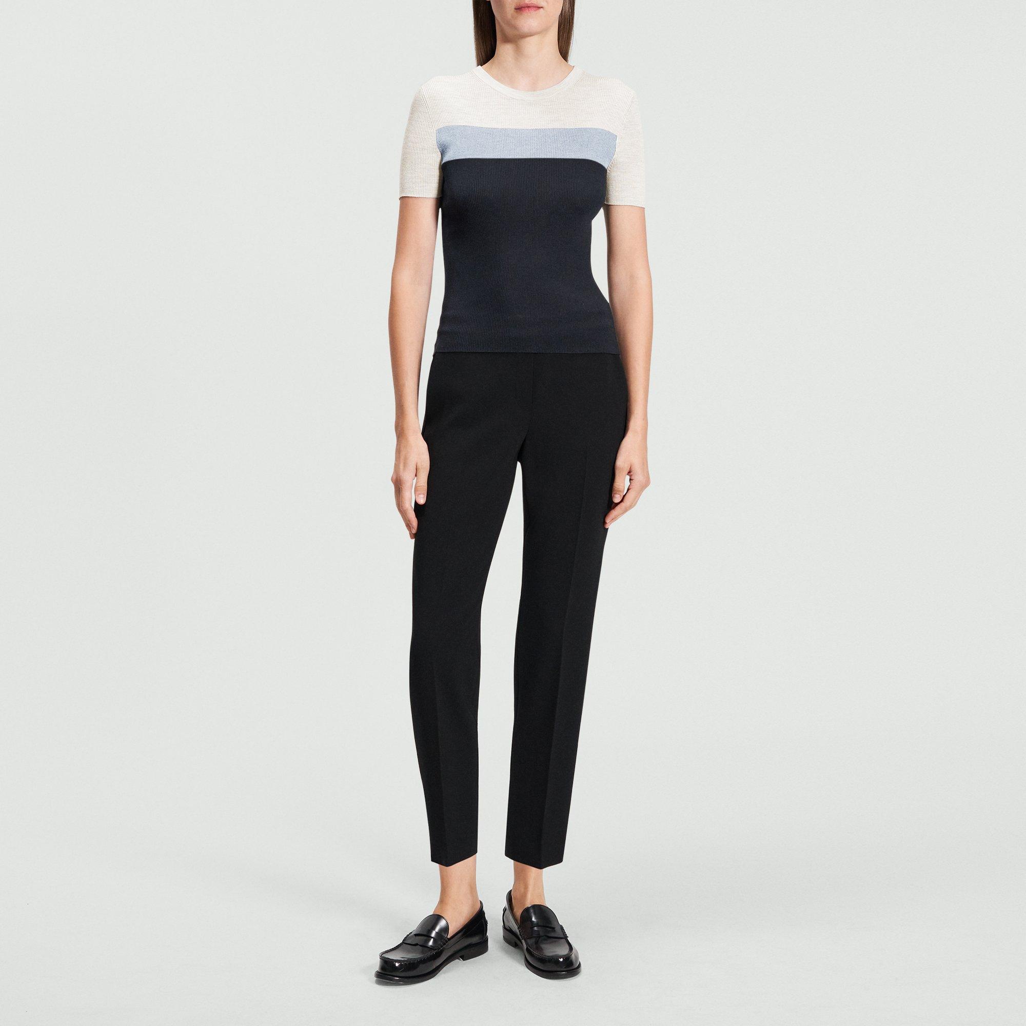 Ribbed Short-Sleeve Sweater in Silk