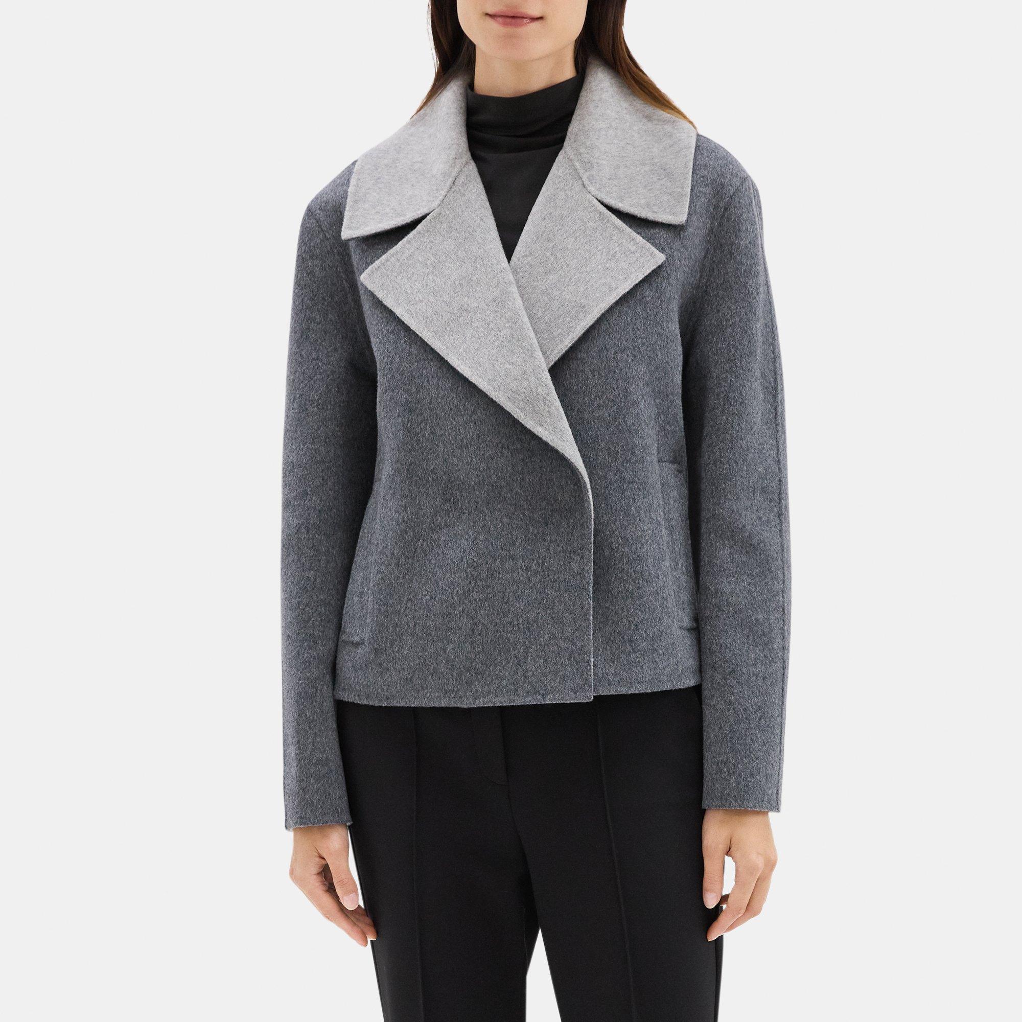 Cropped Coat in Double-Face Wool-Cashmere