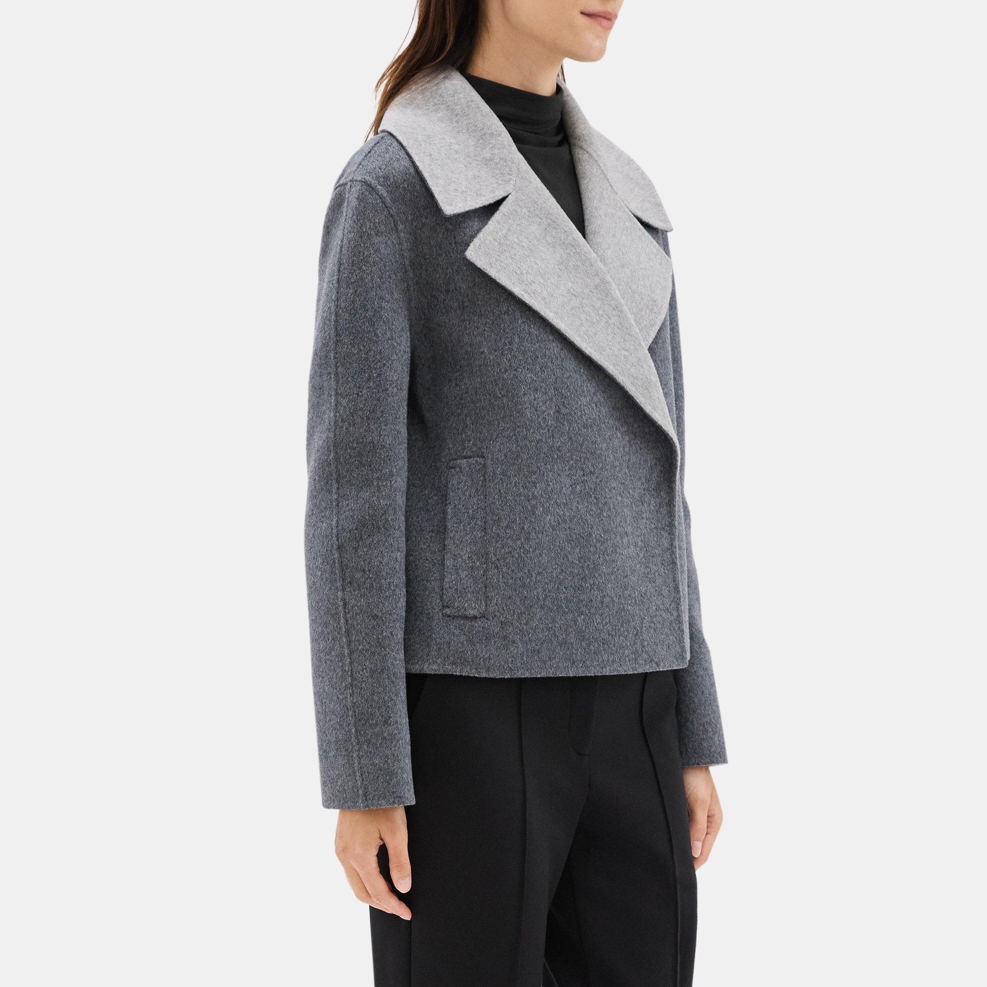 Cropped Coat in Double-Face Wool-Cashmere