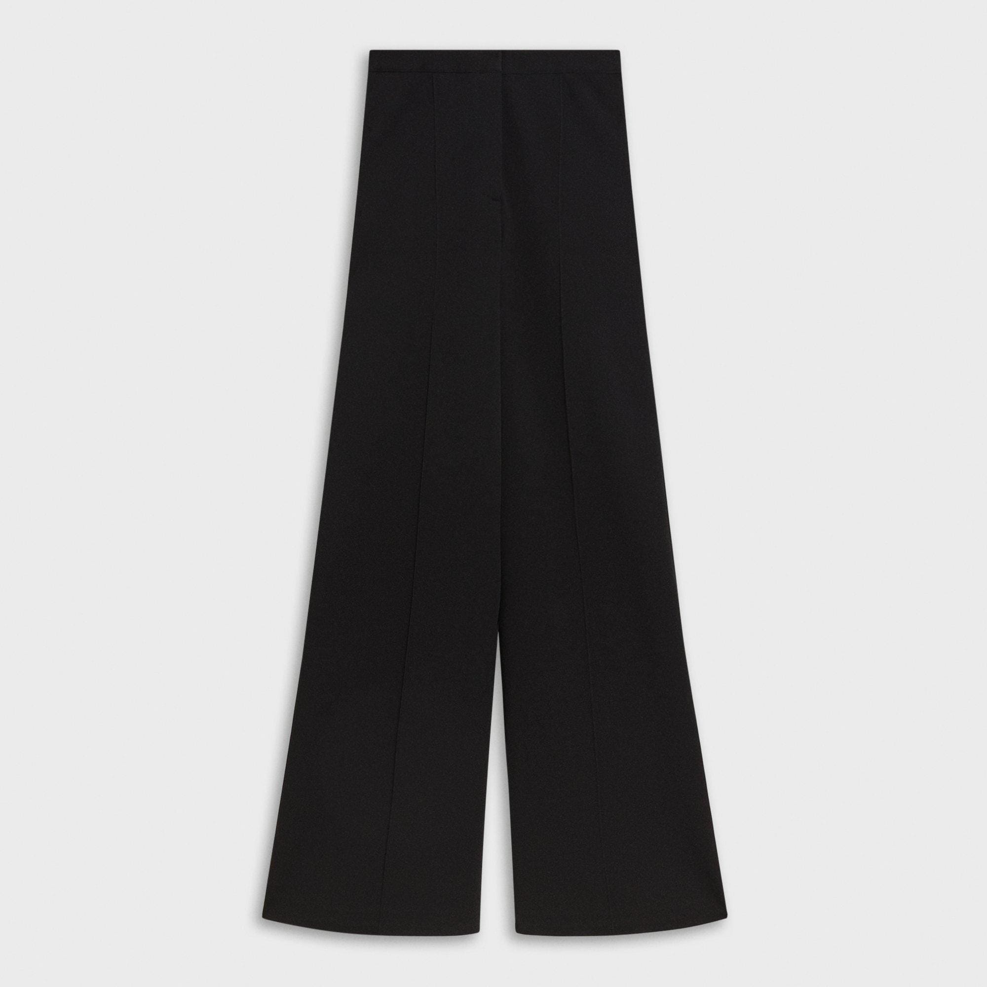 High-Waist Wide-Leg Trousers in Crepe Knit