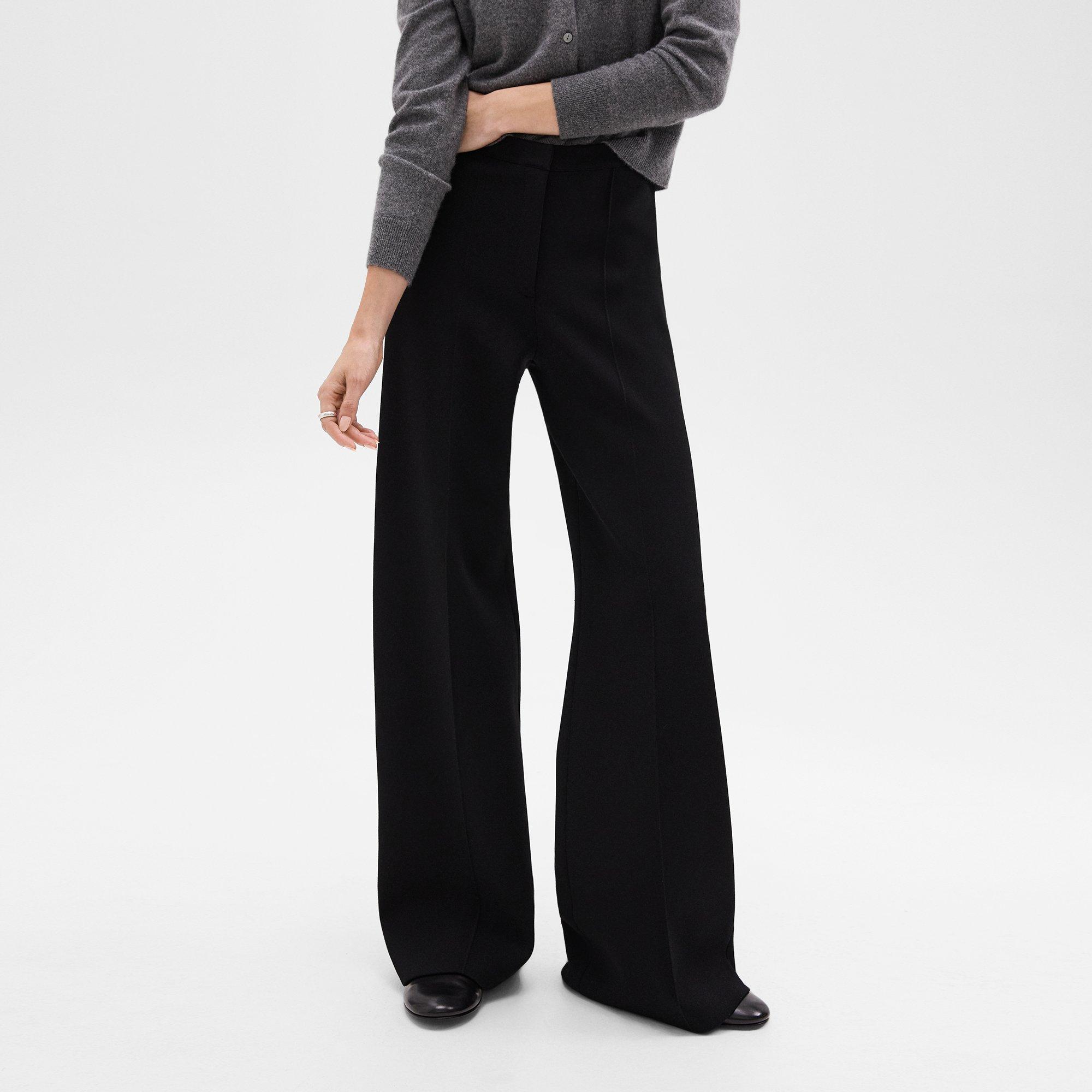 High-Waist Wide-Leg Trousers in Crepe Knit