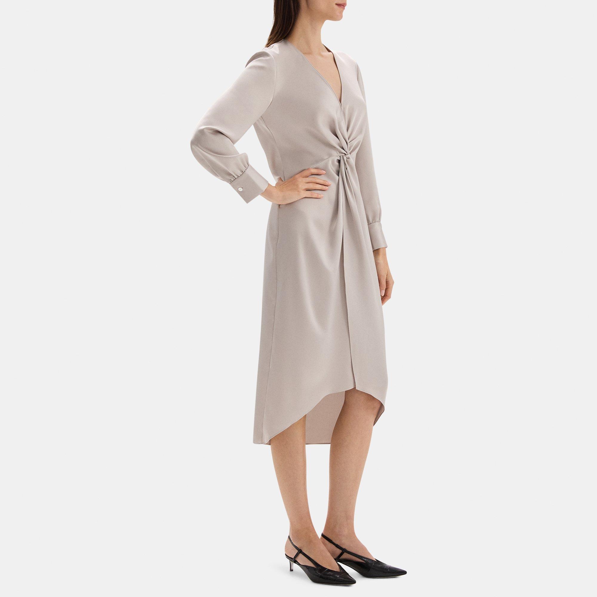 Twist Midi Dress in Silky Poly