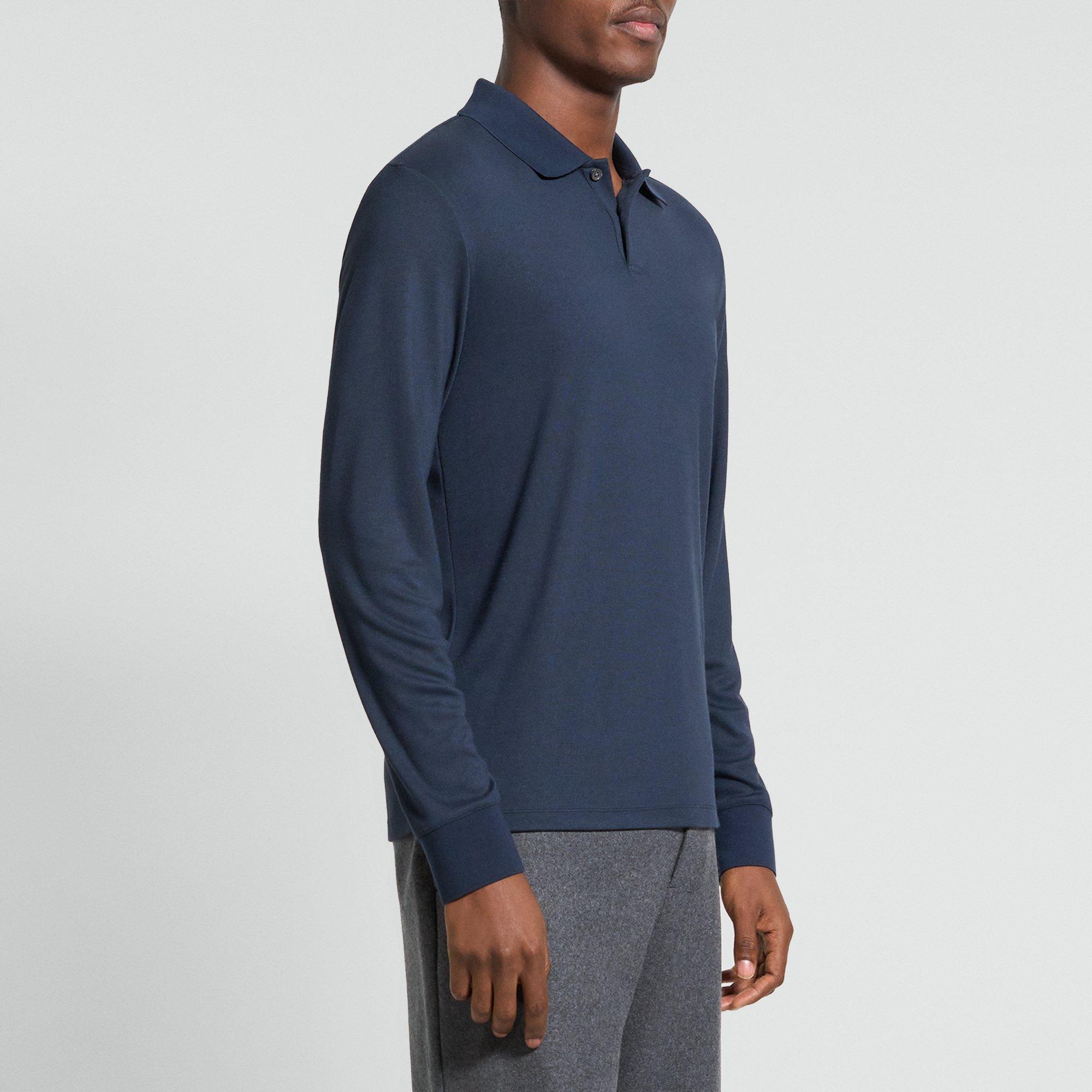 Goris Long-Sleeve Polo Shirt in Anemone Modal Jersey