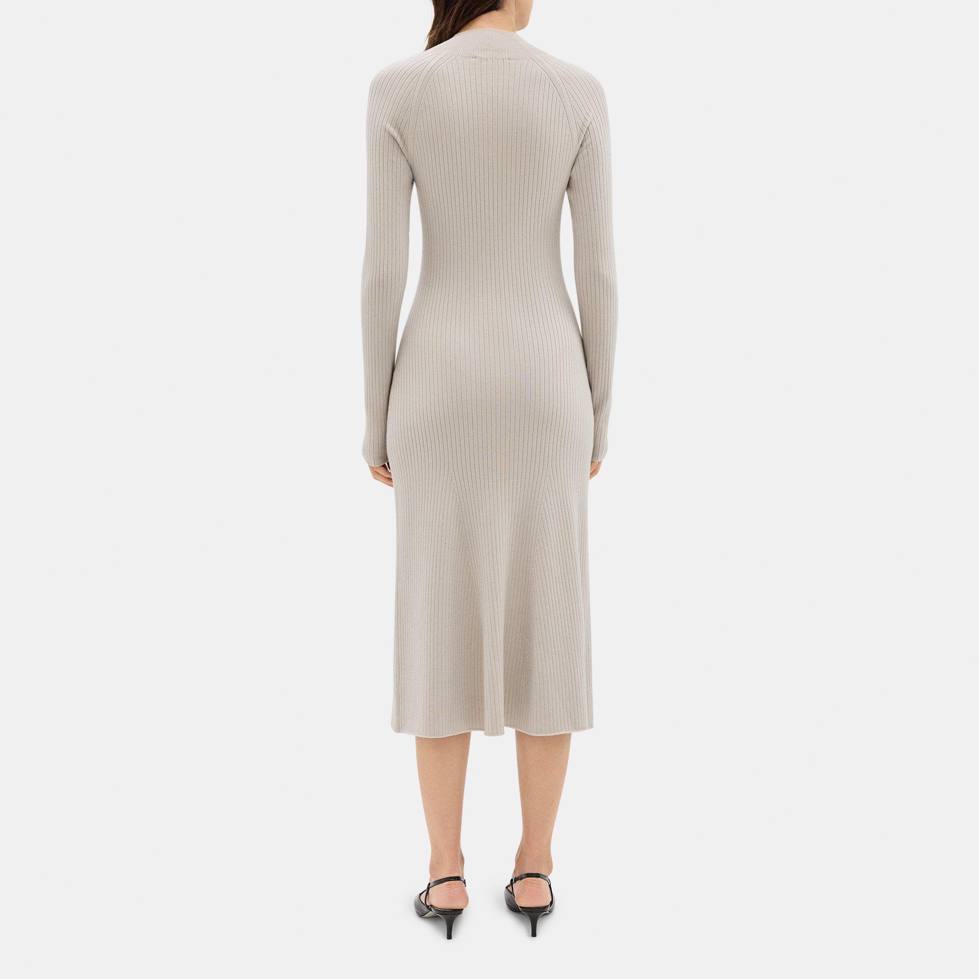 Long-Sleeve Flare Dress in Fine Merino Wool