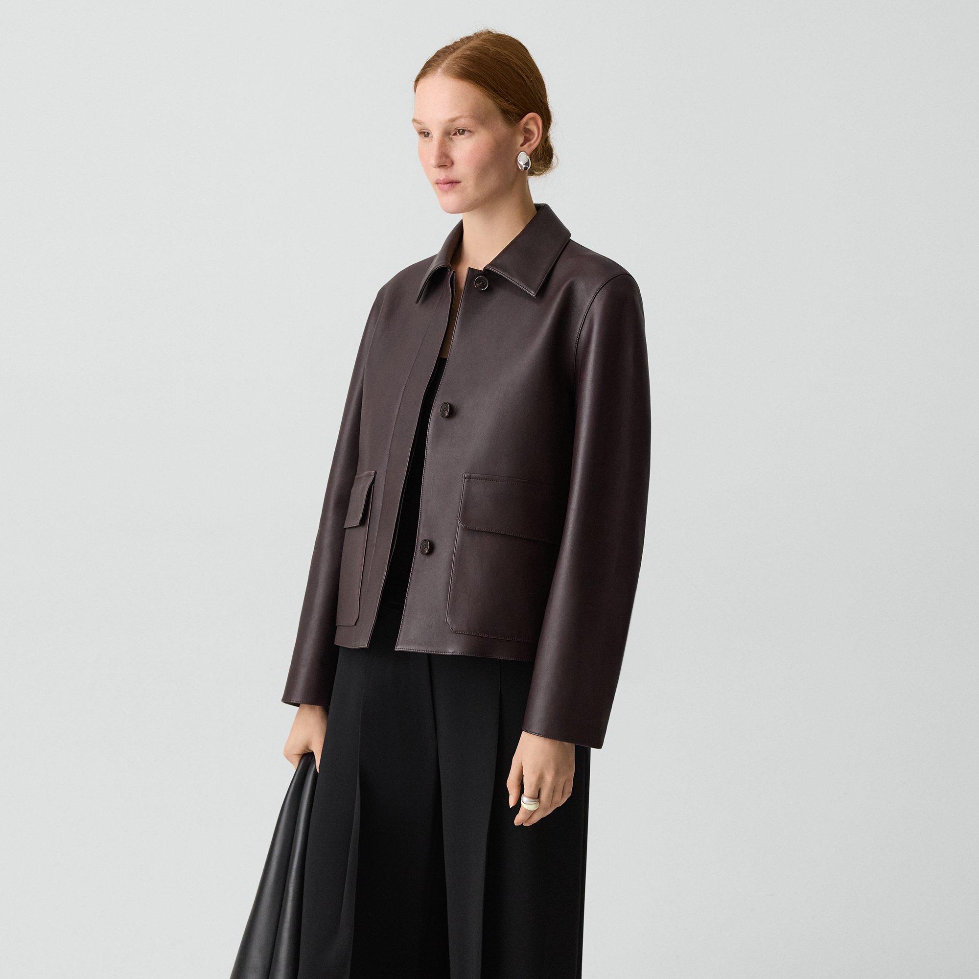 Boxy Patch Pocket Jacket in Leather