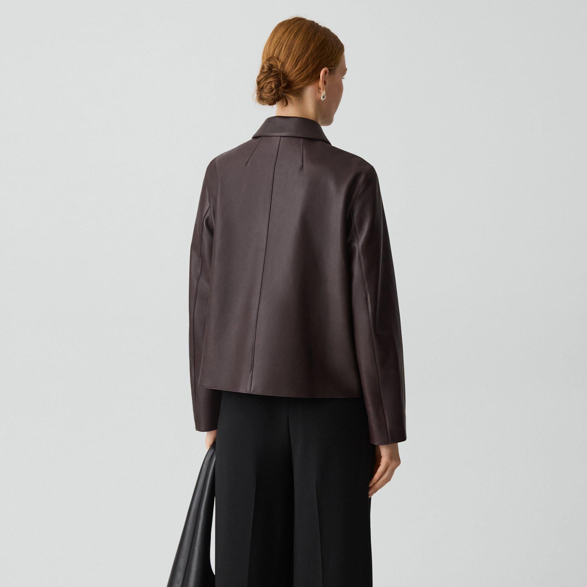 Boxy Patch Pocket Jacket in Leather