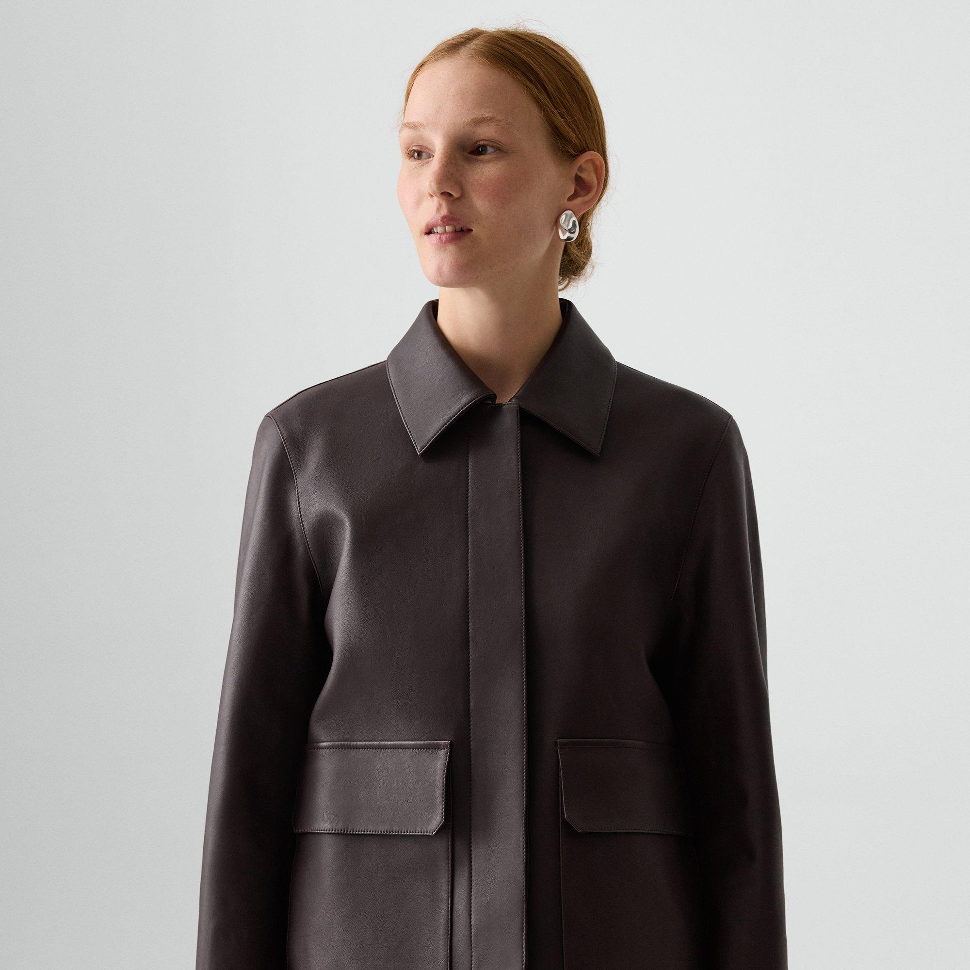 Boxy Patch Pocket Jacket in Leather