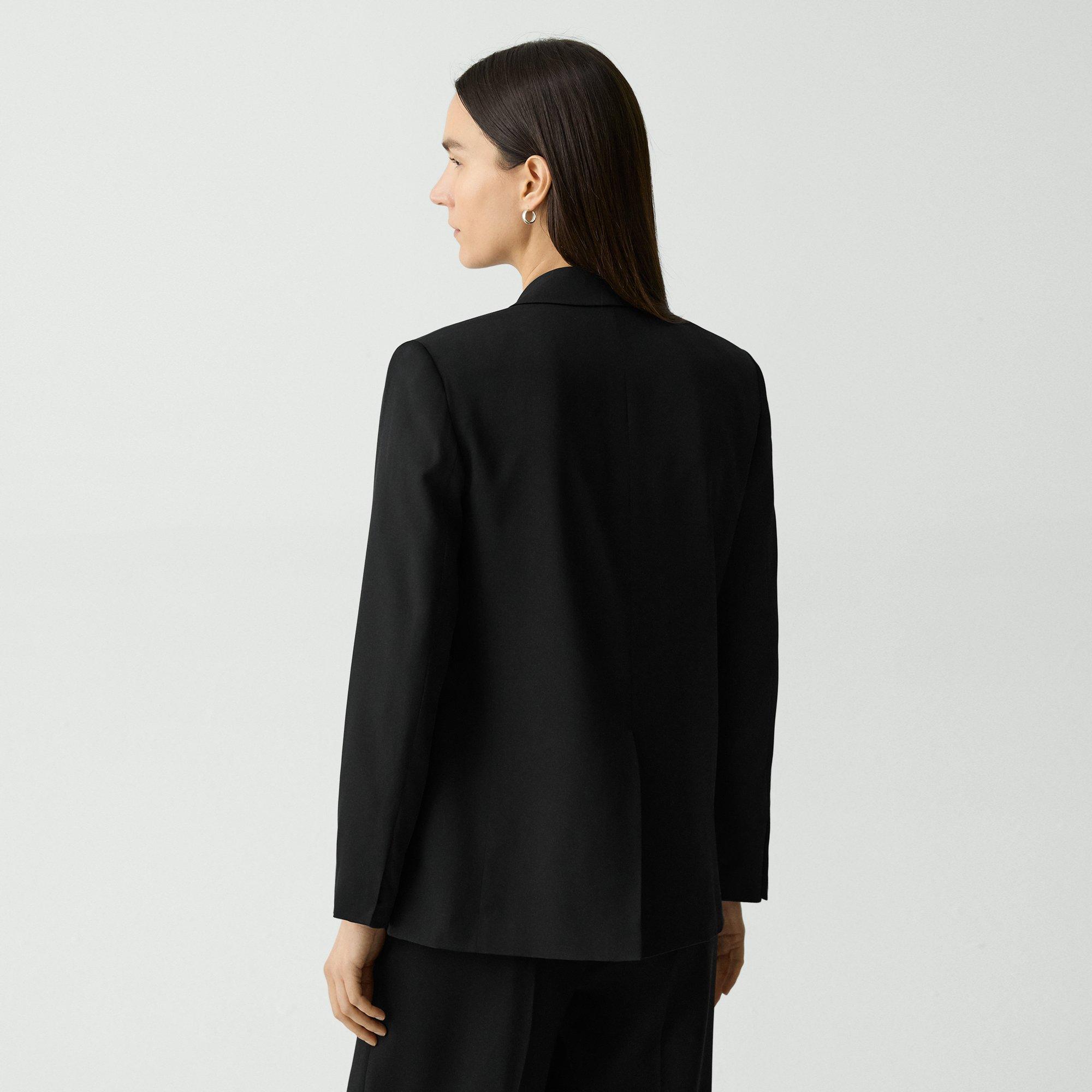 Double-Breasted Blazer in Silk Georgette