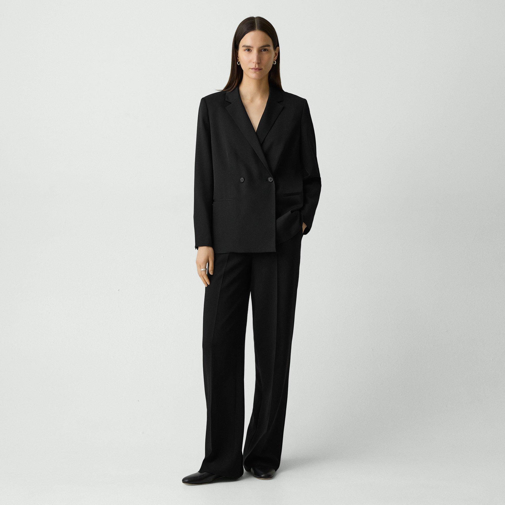 Double-Breasted Blazer in Silk Georgette