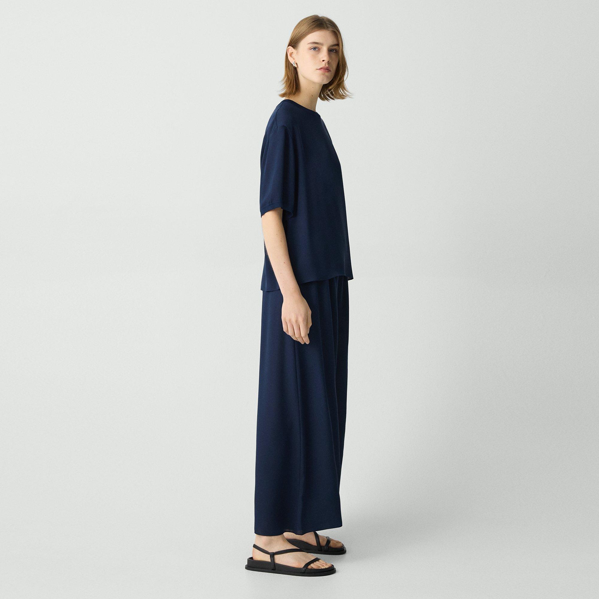 Wide-Leg Pant in Silk Georgette
