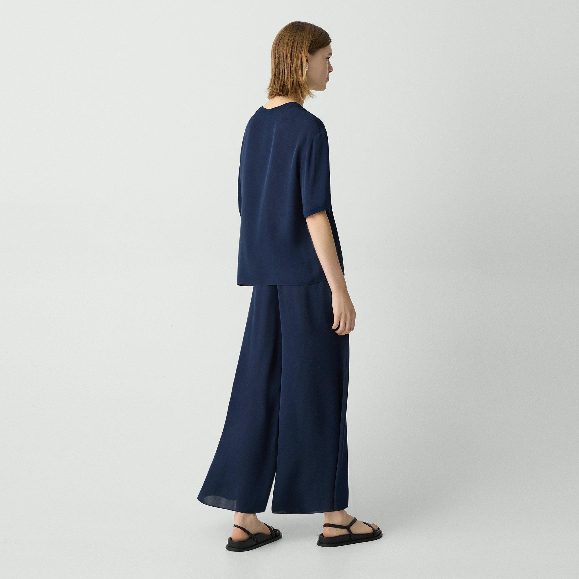 Wide-Leg Pant in Silk Georgette
