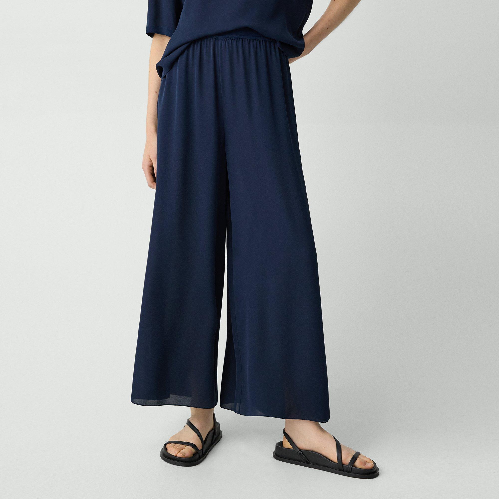 Wide-Leg Pant in Silk Georgette