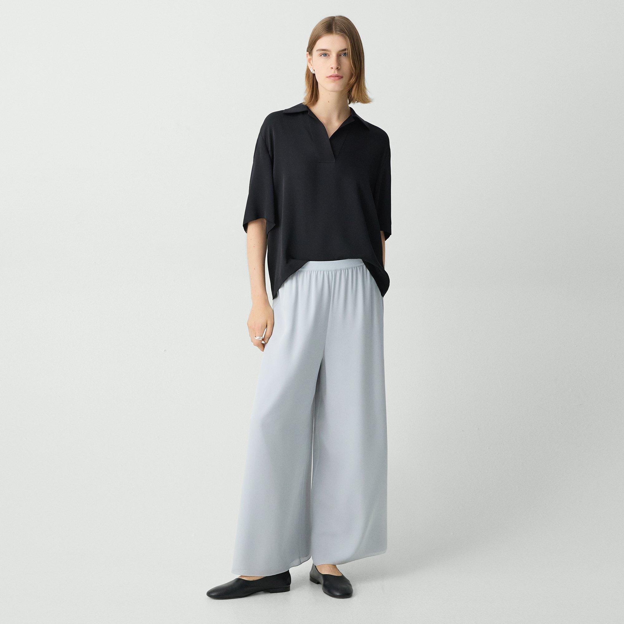 Wide-Leg Pant in Silk Georgette