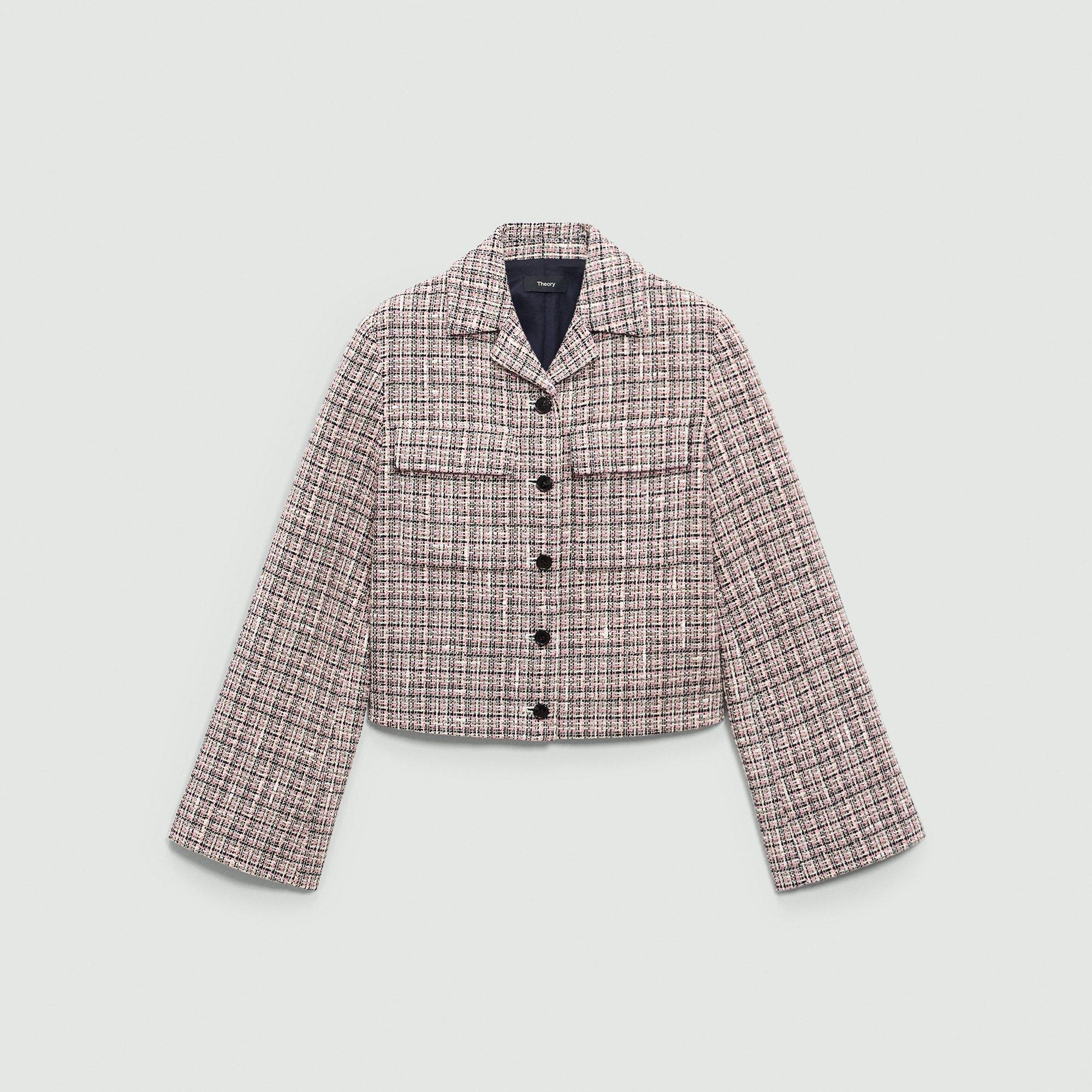 Cropped Tweed Jacket in Cotton-Blend