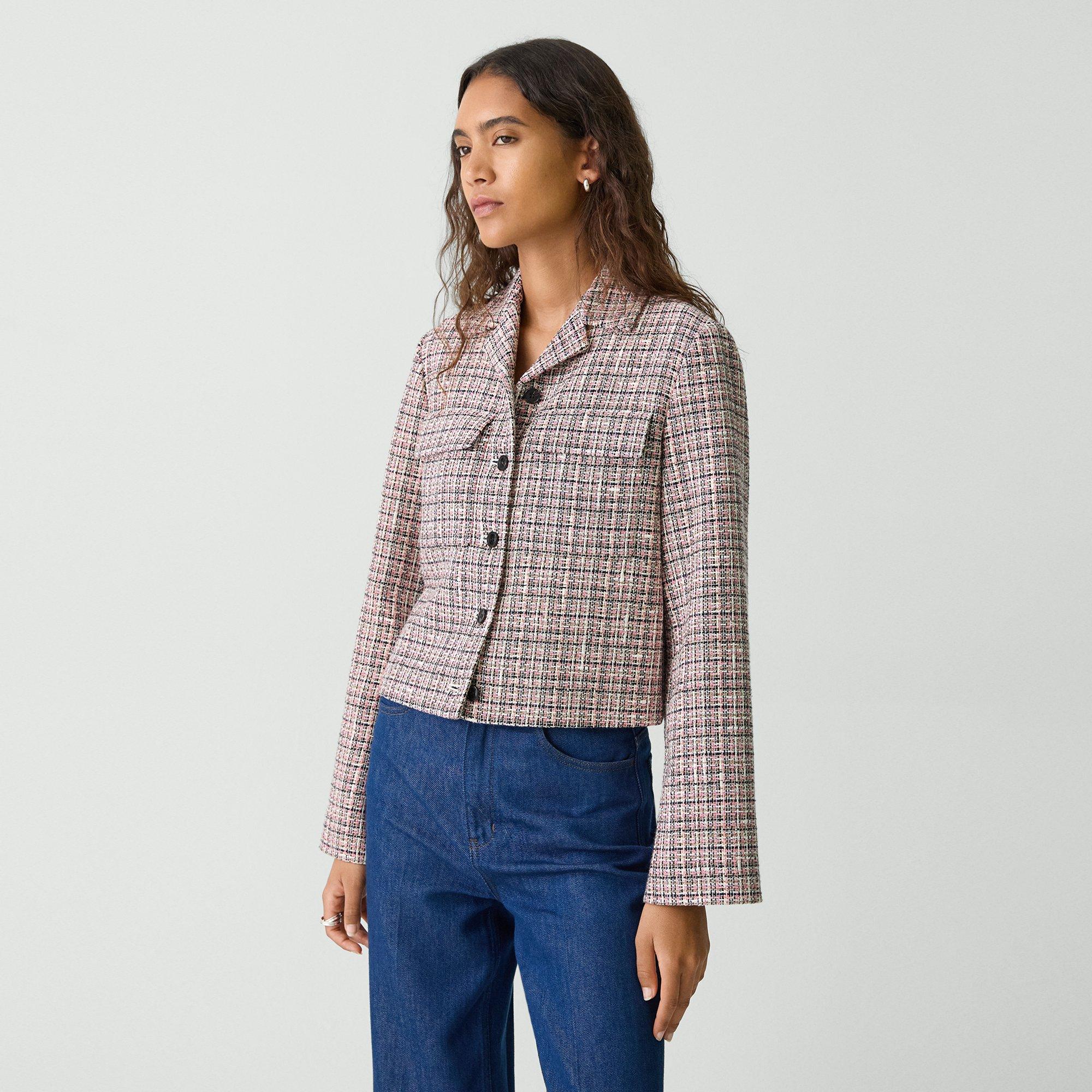 Cropped Tweed Jacket in Cotton-Blend