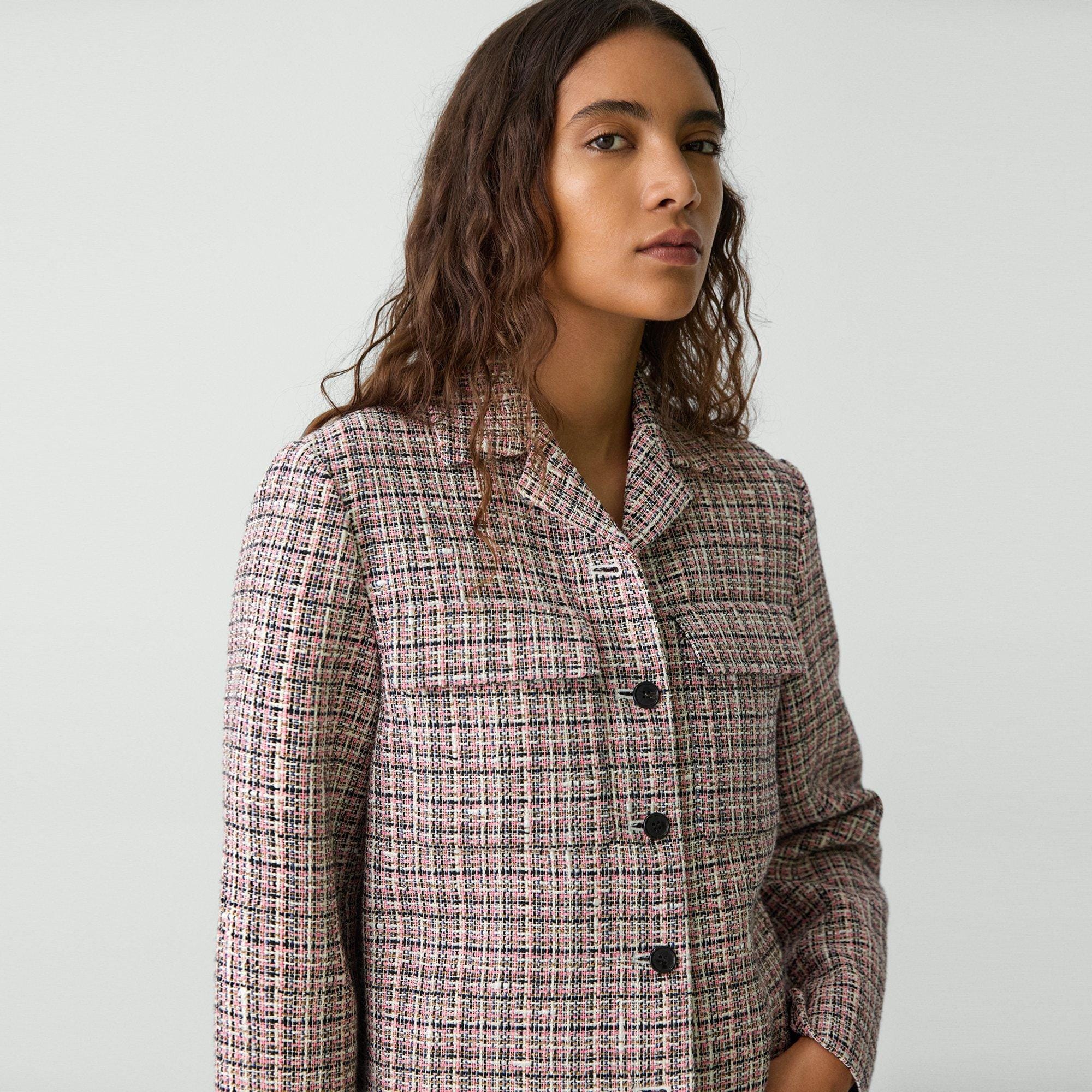 Cropped Tweed Jacket in Cotton-Blend