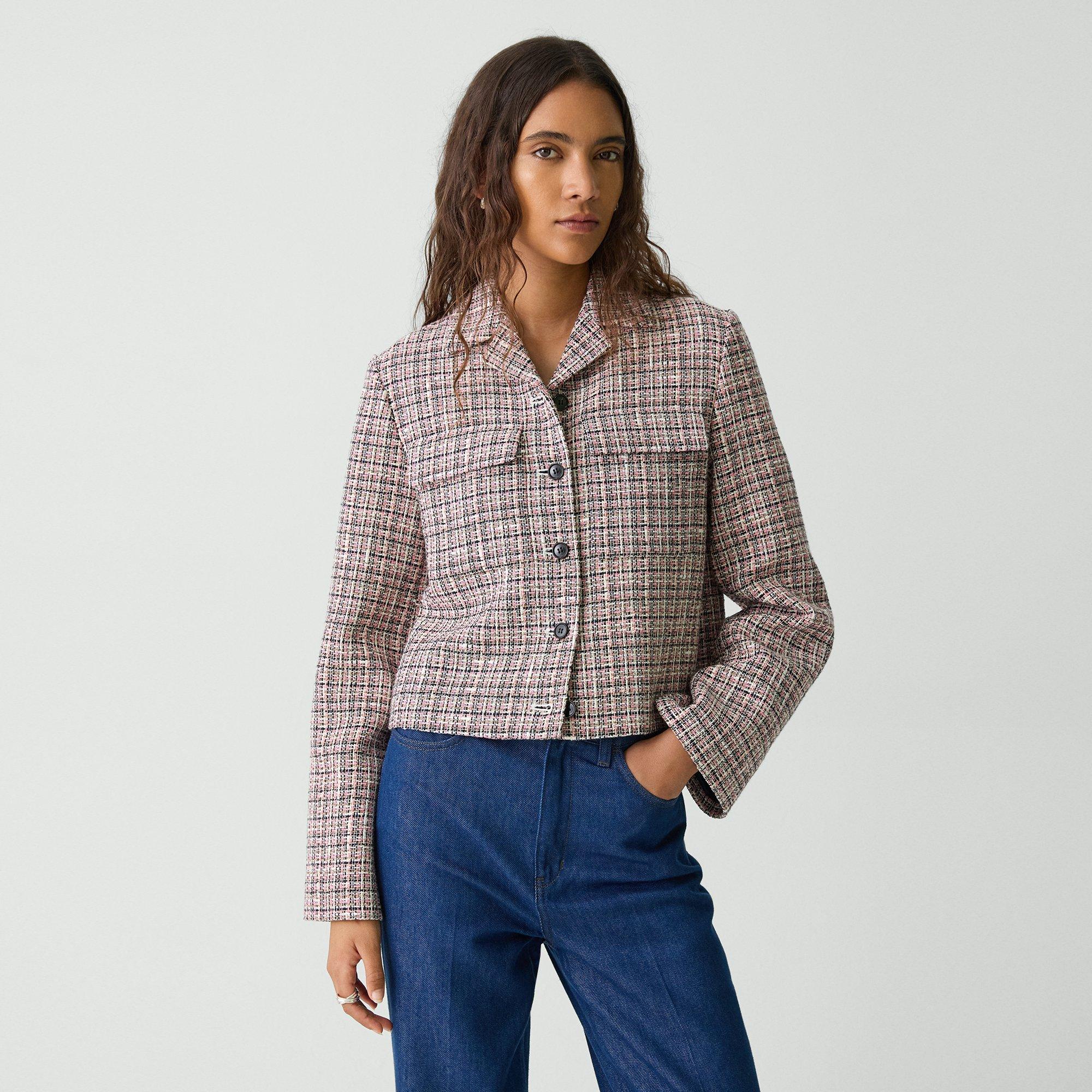 Cropped Tweed Jacket in Cotton-Blend