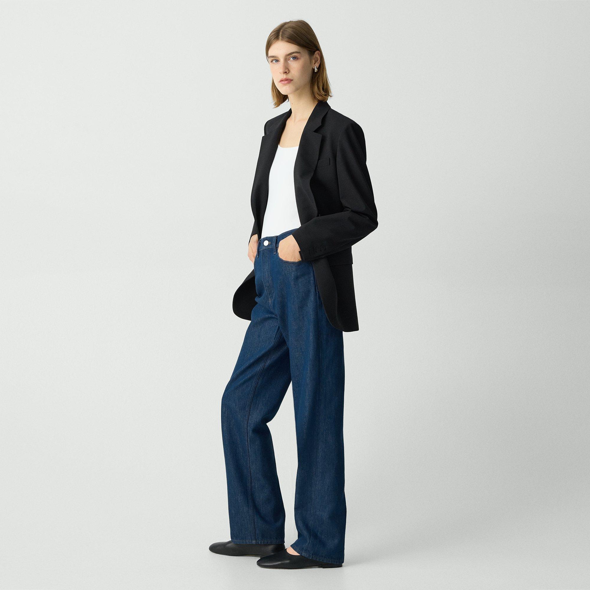 High-Waisted Straight Pant in Relaxed Denim