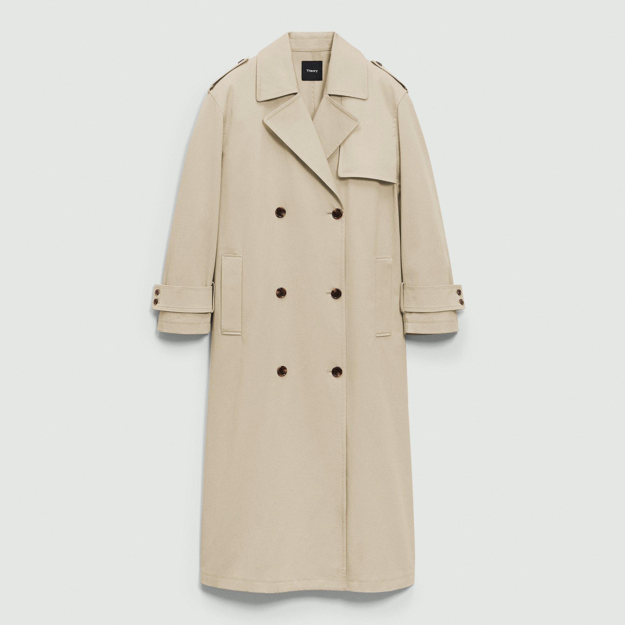 Double-Breasted Trench Coat in Stretch Cotton