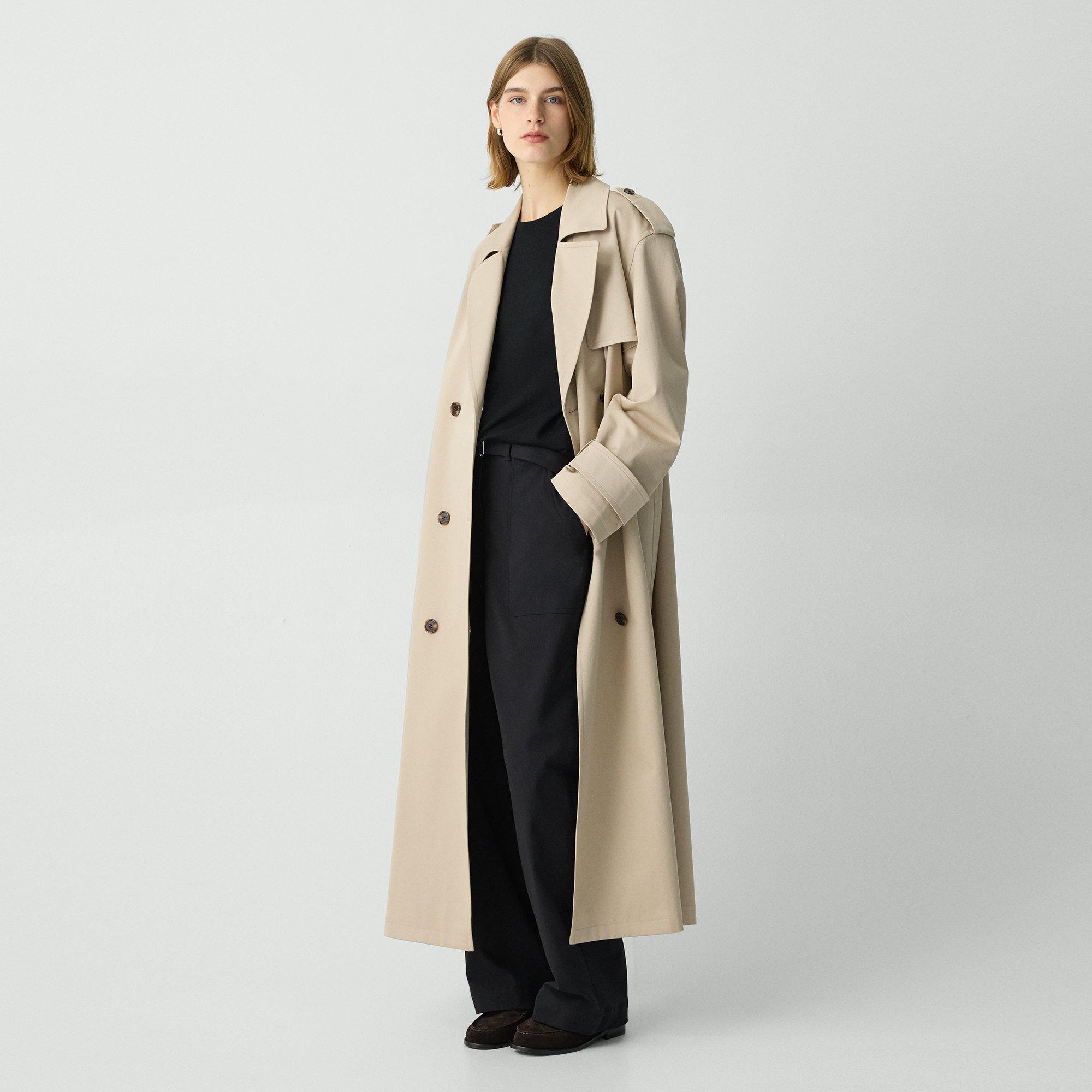 Double-Breasted Trench Coat in Stretch Cotton