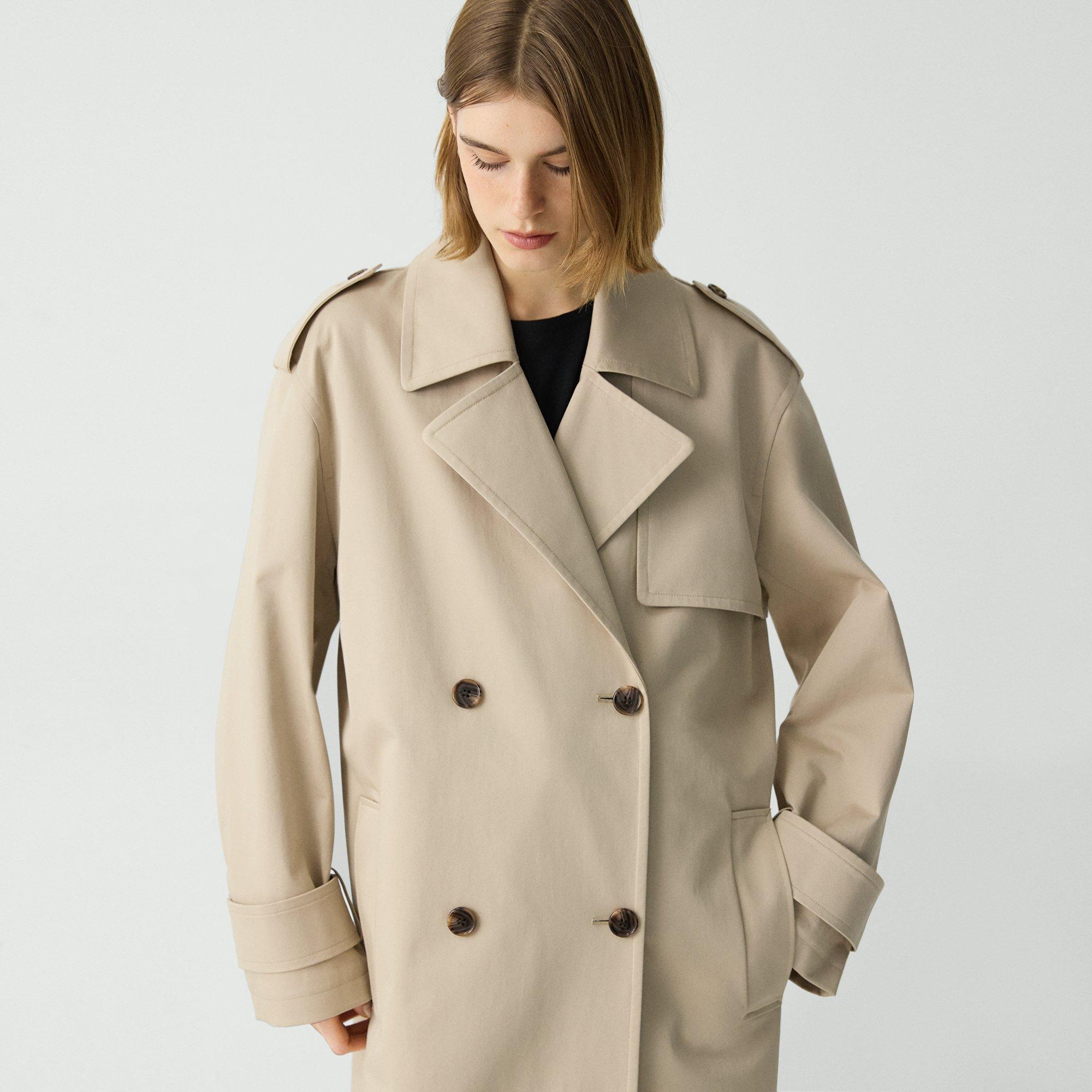 Double-Breasted Trench Coat in Stretch Cotton