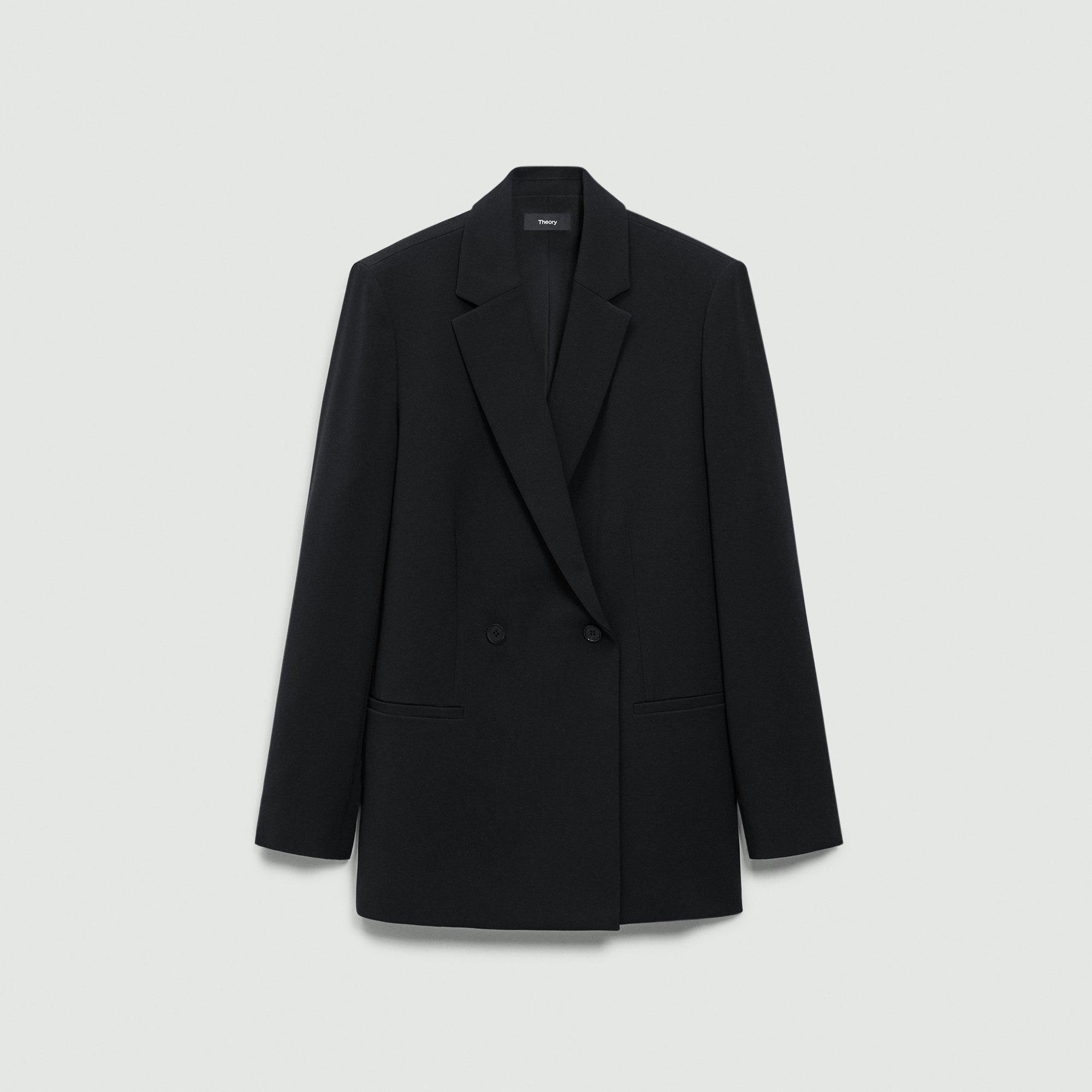 Relaxed Double-Breasted Blazer in Admiral Crepe