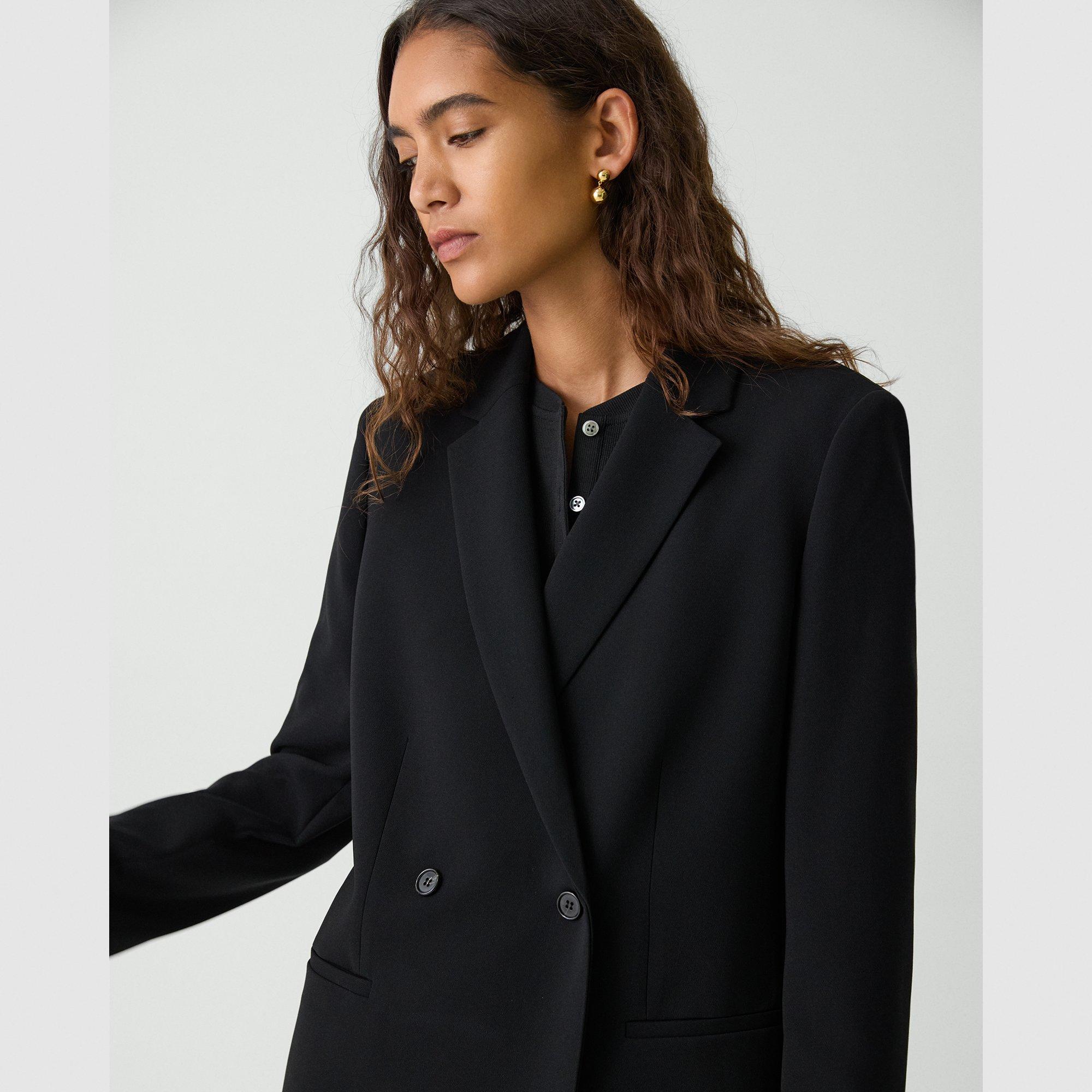 Relaxed Double-Breasted Blazer in Admiral Crepe