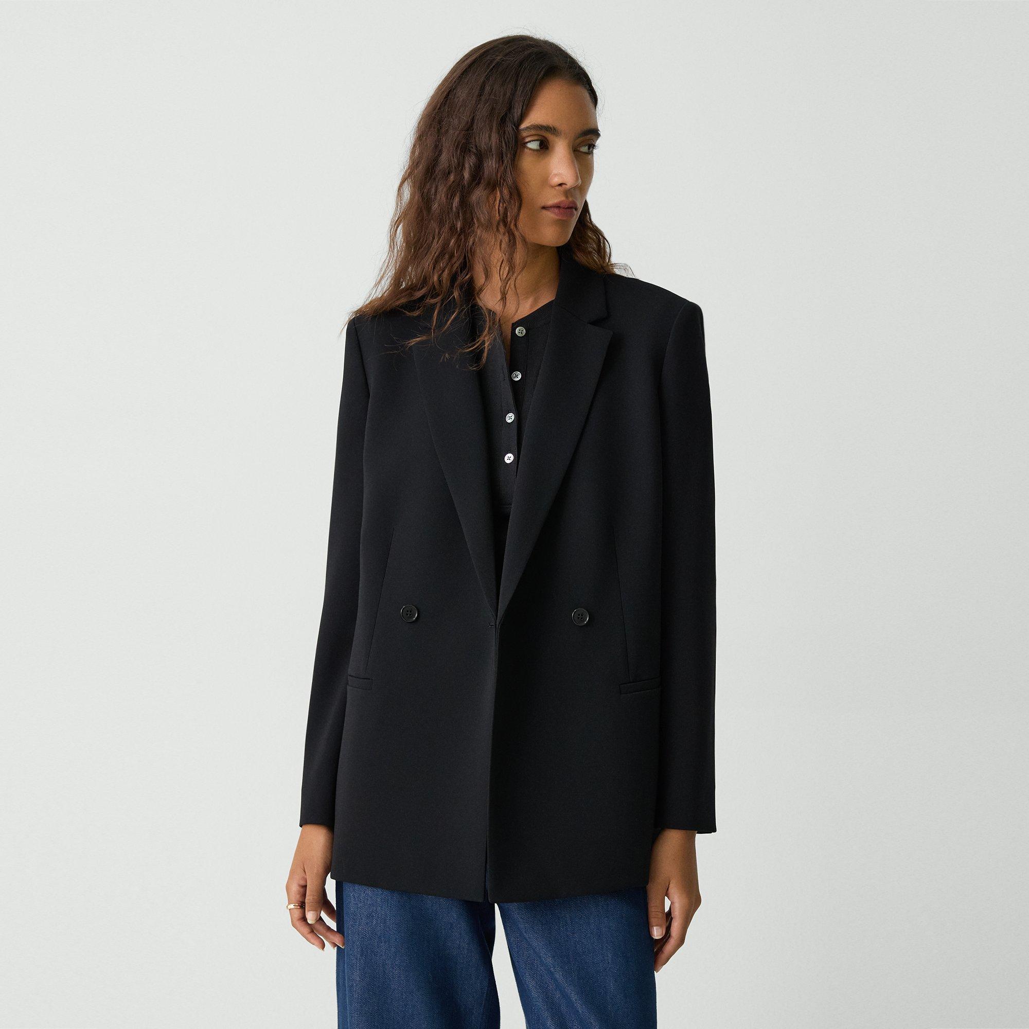 Relaxed Double-Breasted Blazer in Admiral Crepe