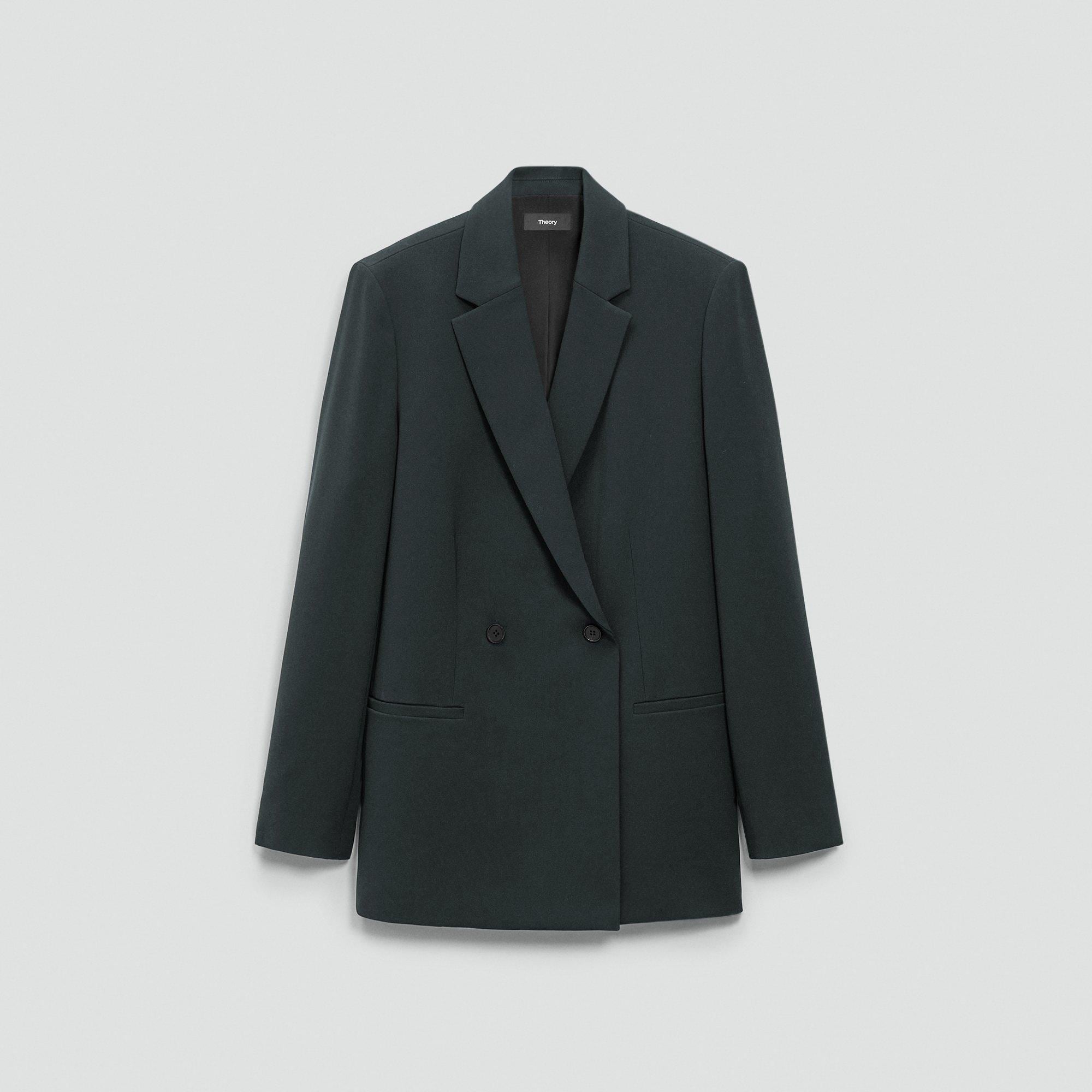 Relaxed Double-Breasted Blazer in Admiral Crepe