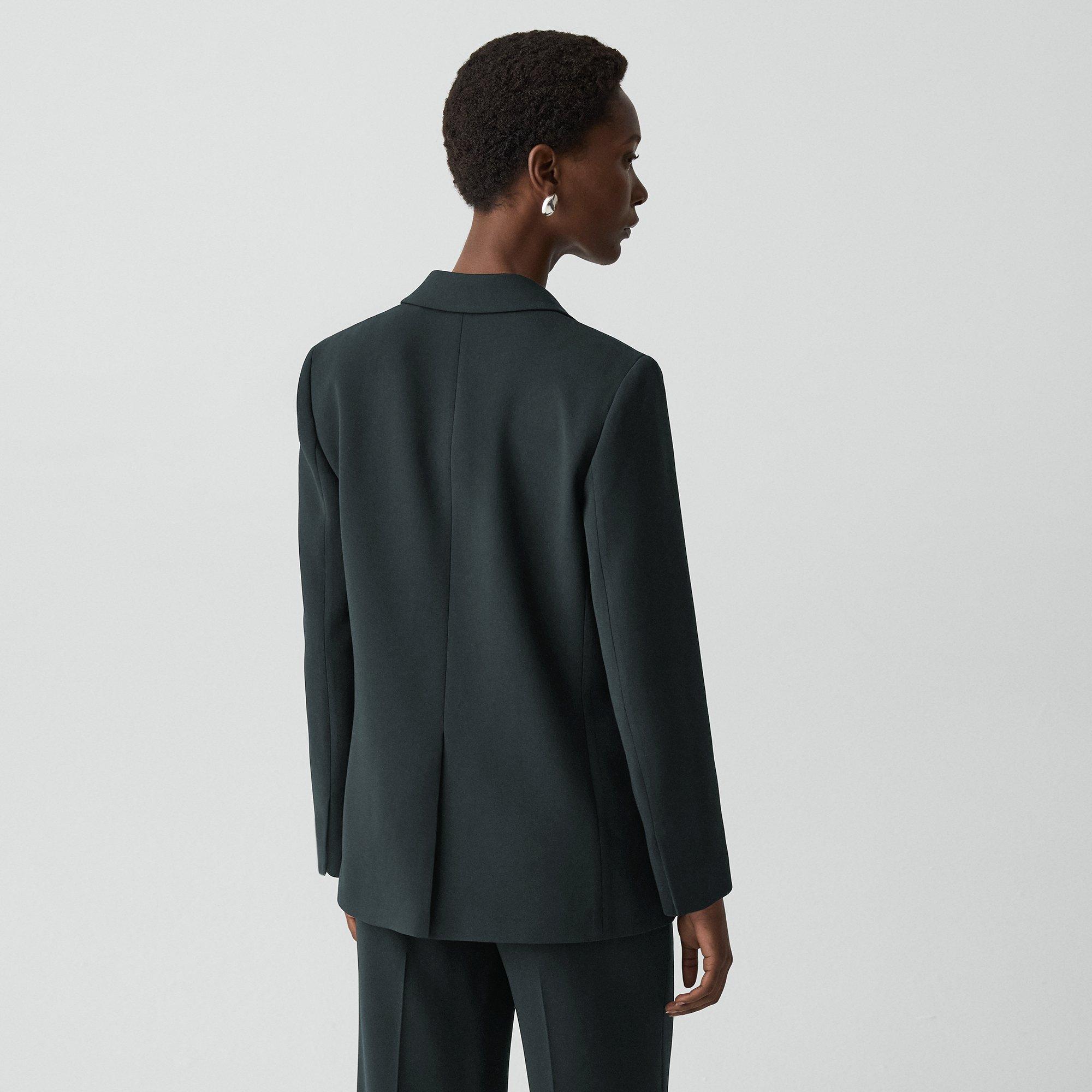 Relaxed Double-Breasted Blazer in Admiral Crepe