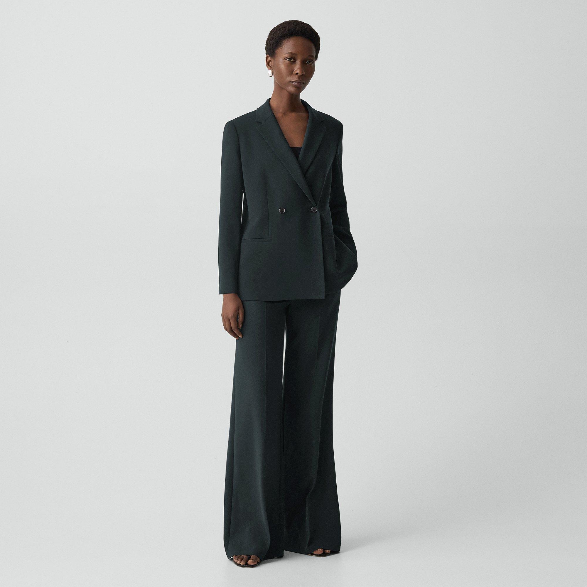 Relaxed Double-Breasted Blazer in Admiral Crepe