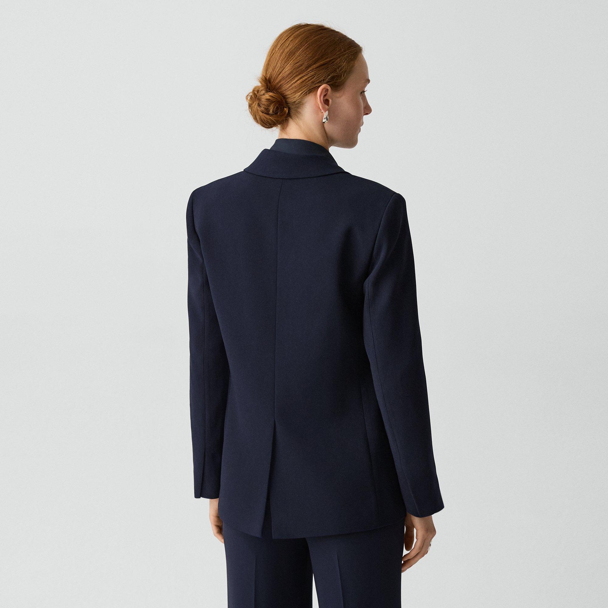 Relaxed Double-Breasted Blazer in Admiral Crepe