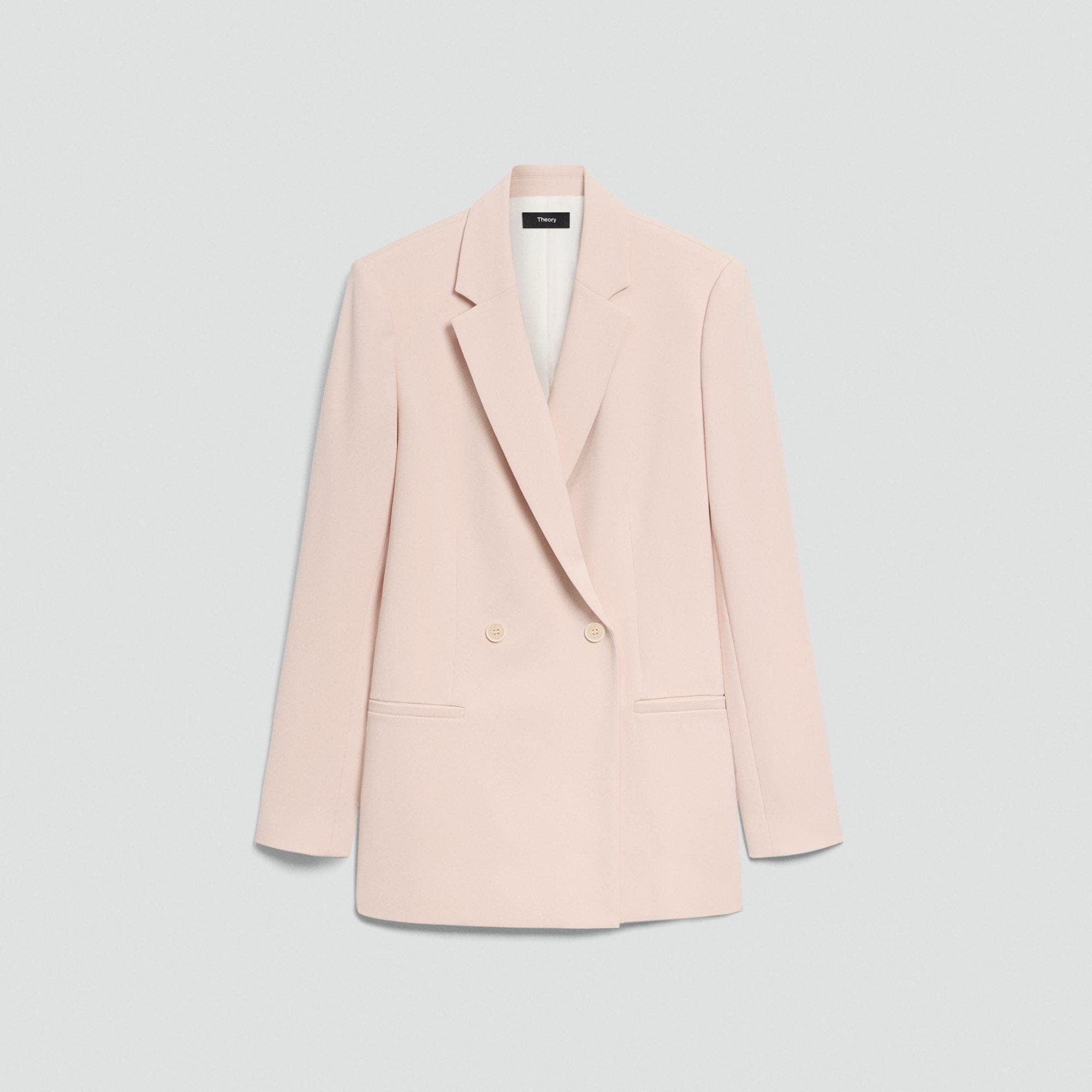Relaxed Double-Breasted Blazer in Admiral Crepe