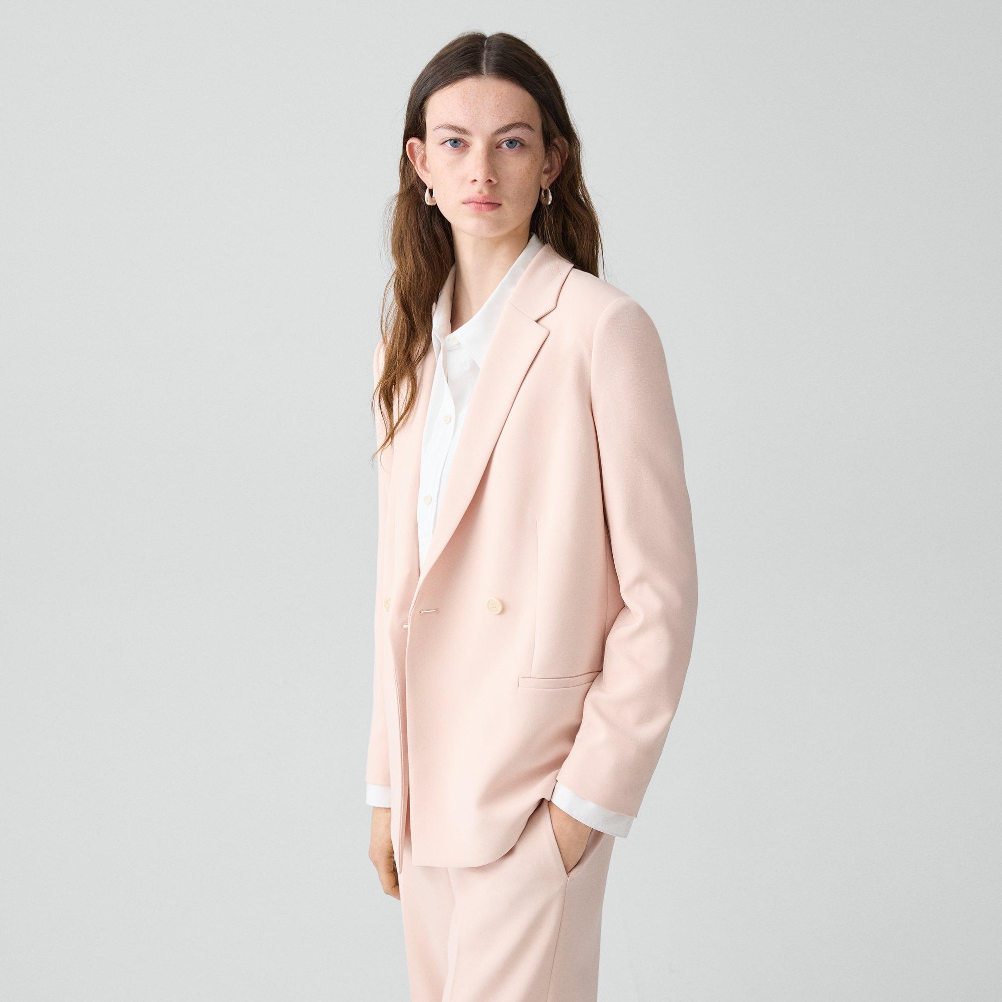 Relaxed Double-Breasted Blazer in Admiral Crepe