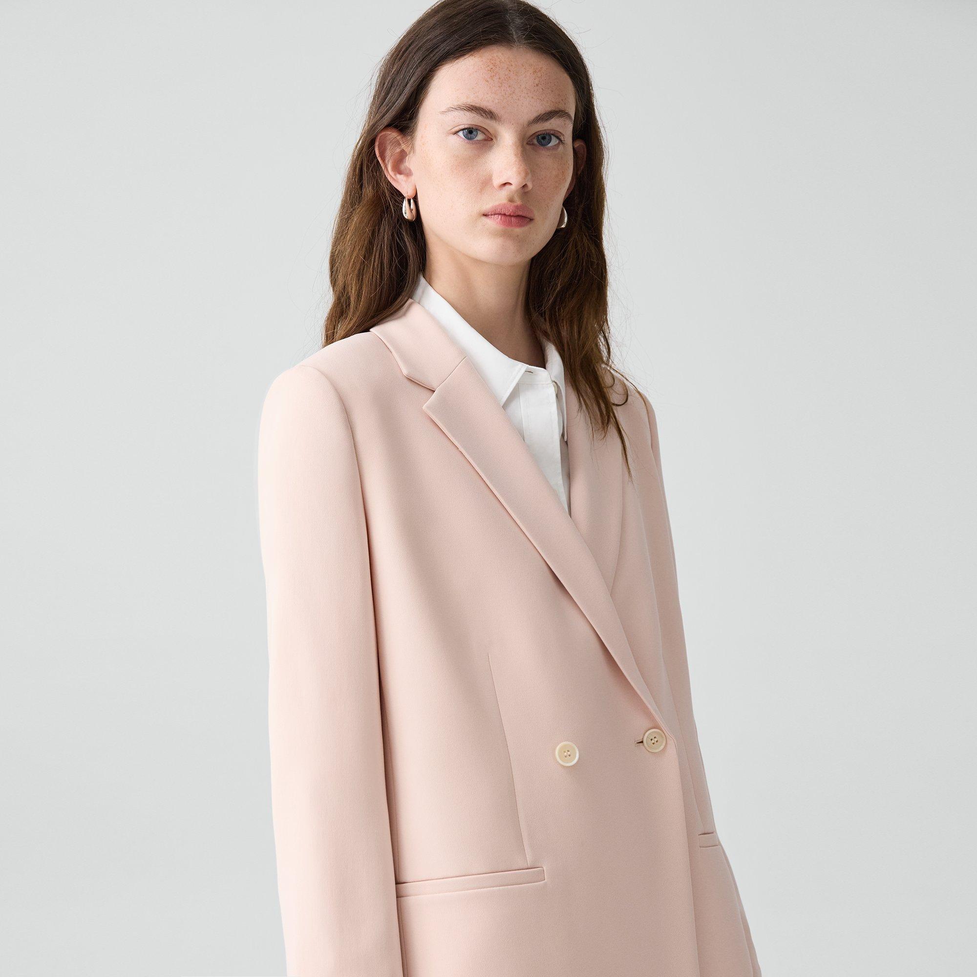 Relaxed Double-Breasted Blazer in Admiral Crepe