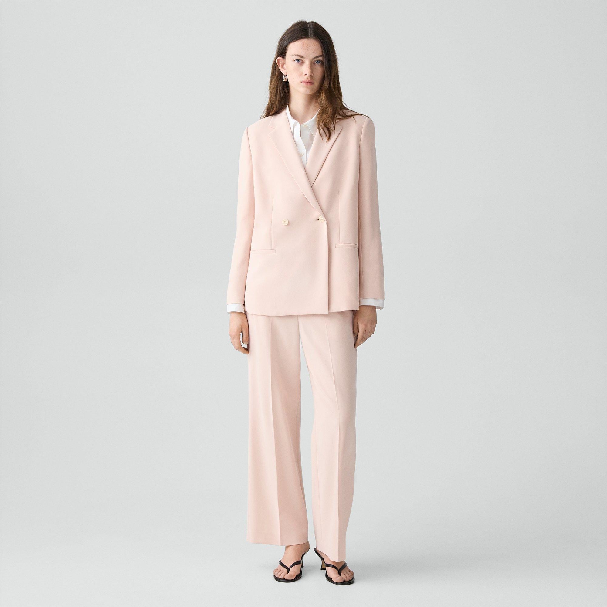 Relaxed Double-Breasted Blazer in Admiral Crepe