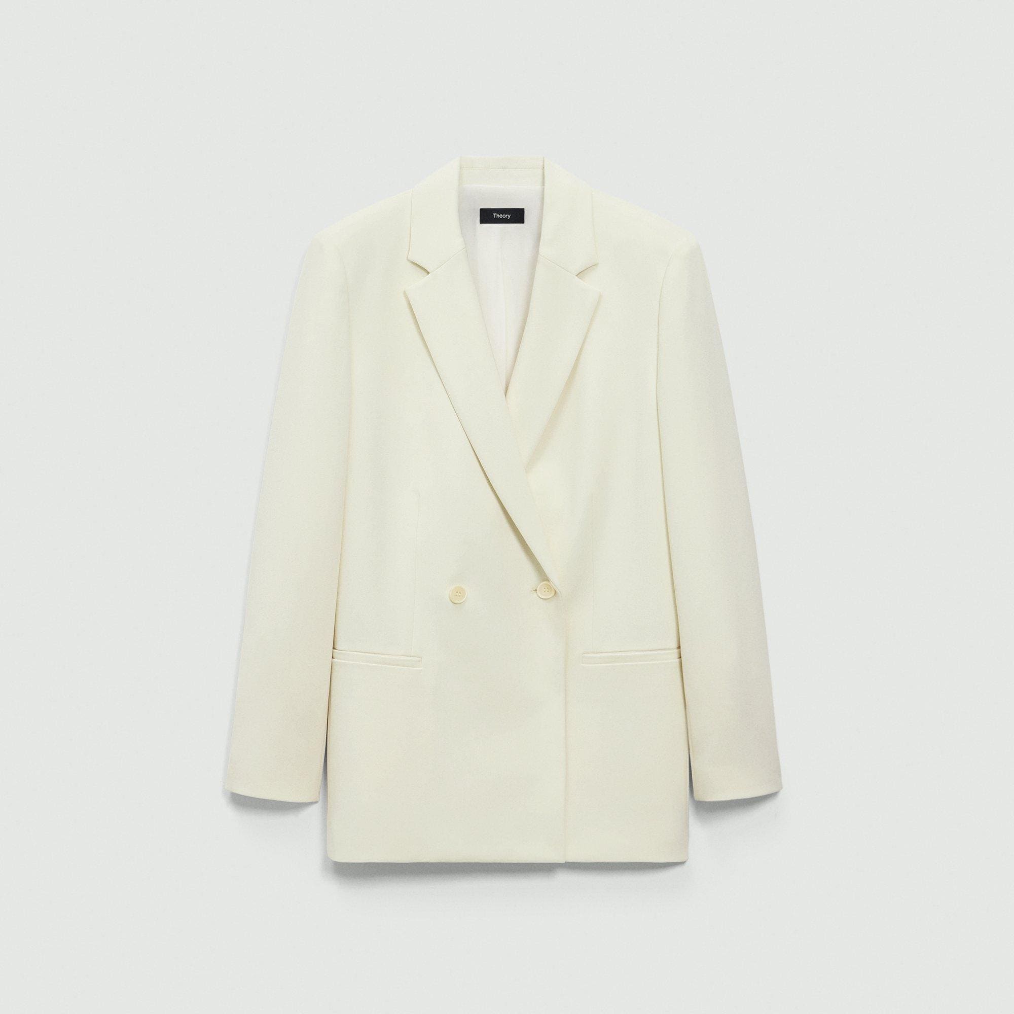 Relaxed Double-Breasted Blazer in Admiral Crepe