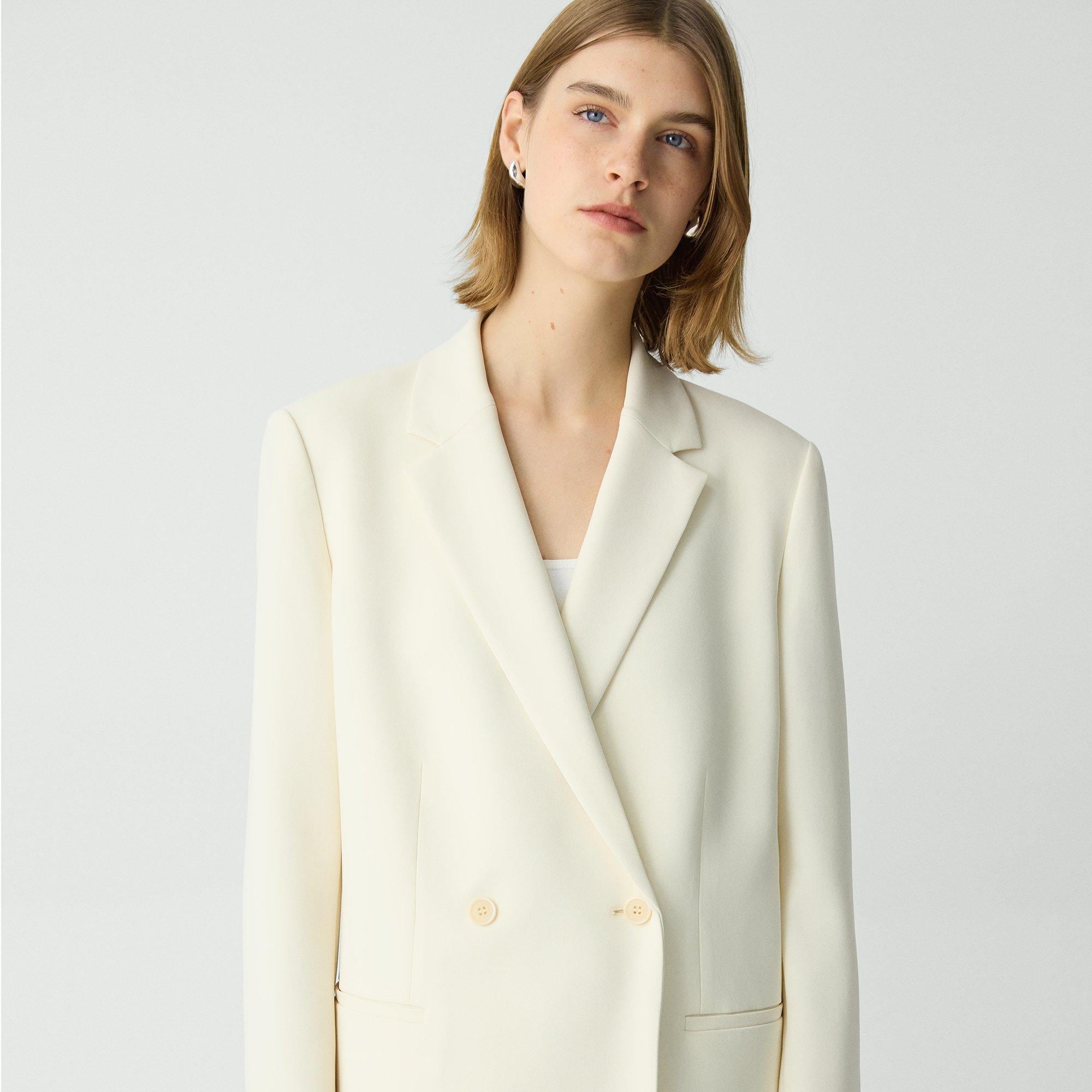 Relaxed Double-Breasted Blazer in Admiral Crepe