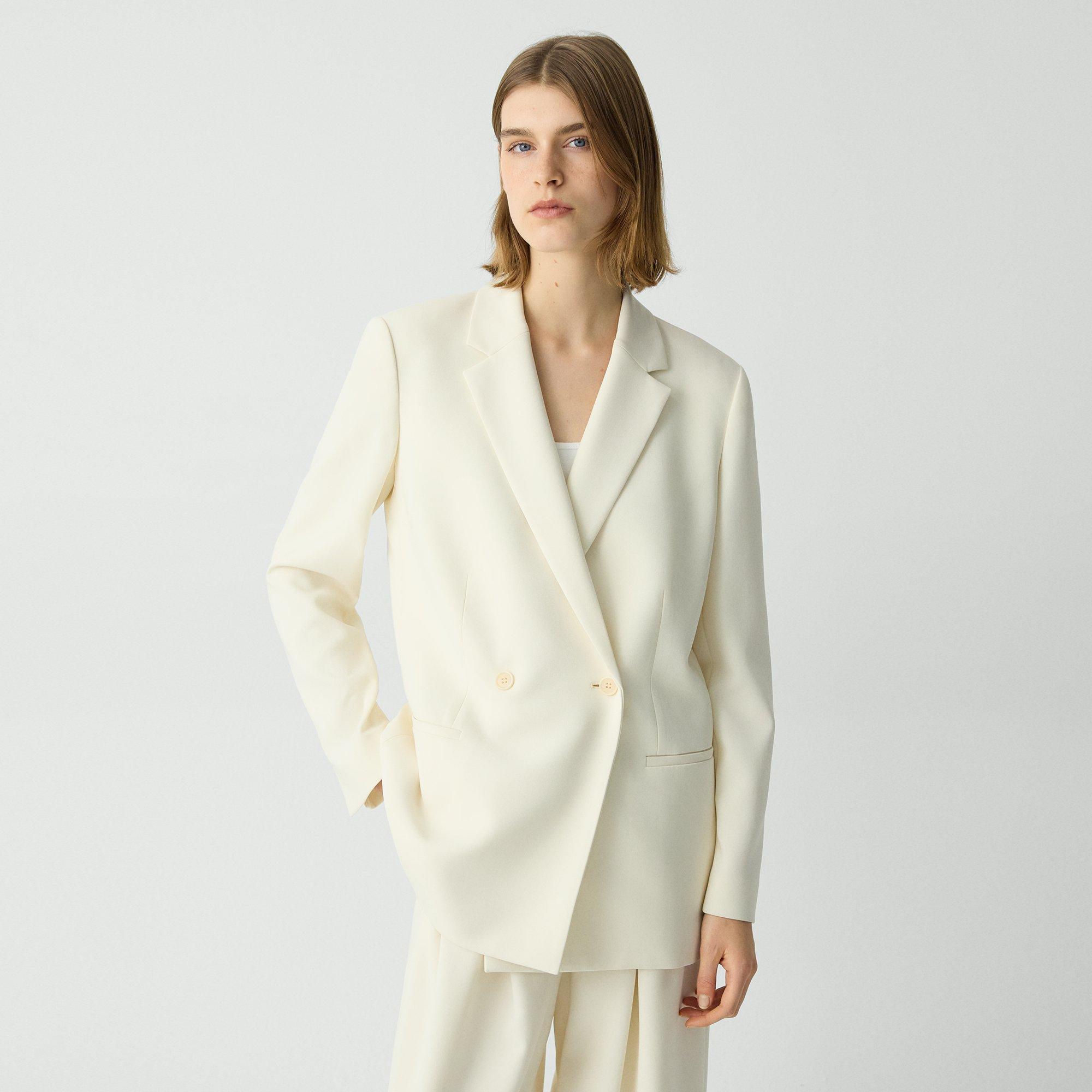 Relaxed Double-Breasted Blazer in Admiral Crepe