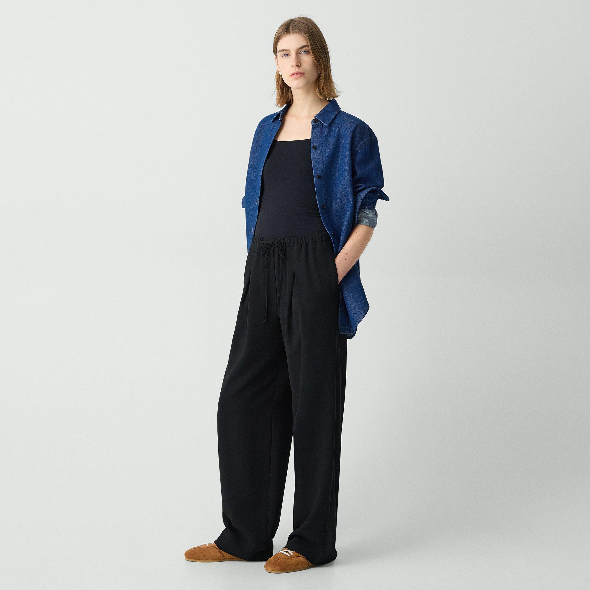 Pleated Pull-On Pant in Admiral Crepe